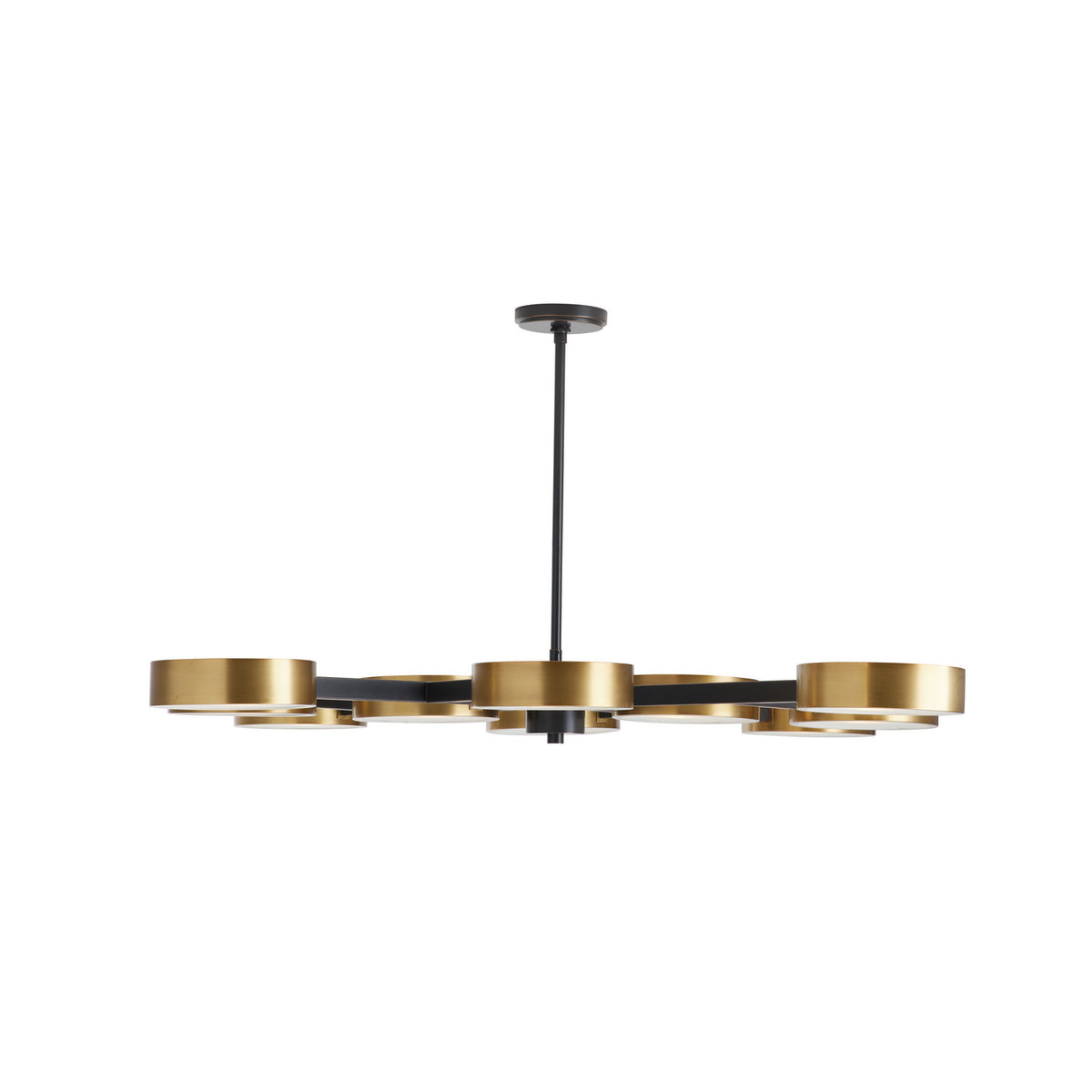 Linus Ten Light Chandelier in Antique Brass
