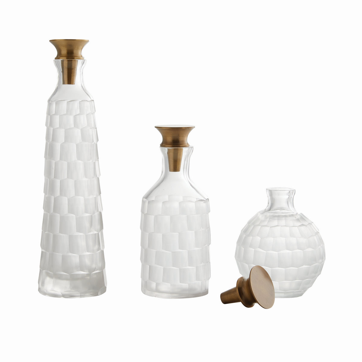 Macklin Decanters, Set of 3 in Frosted