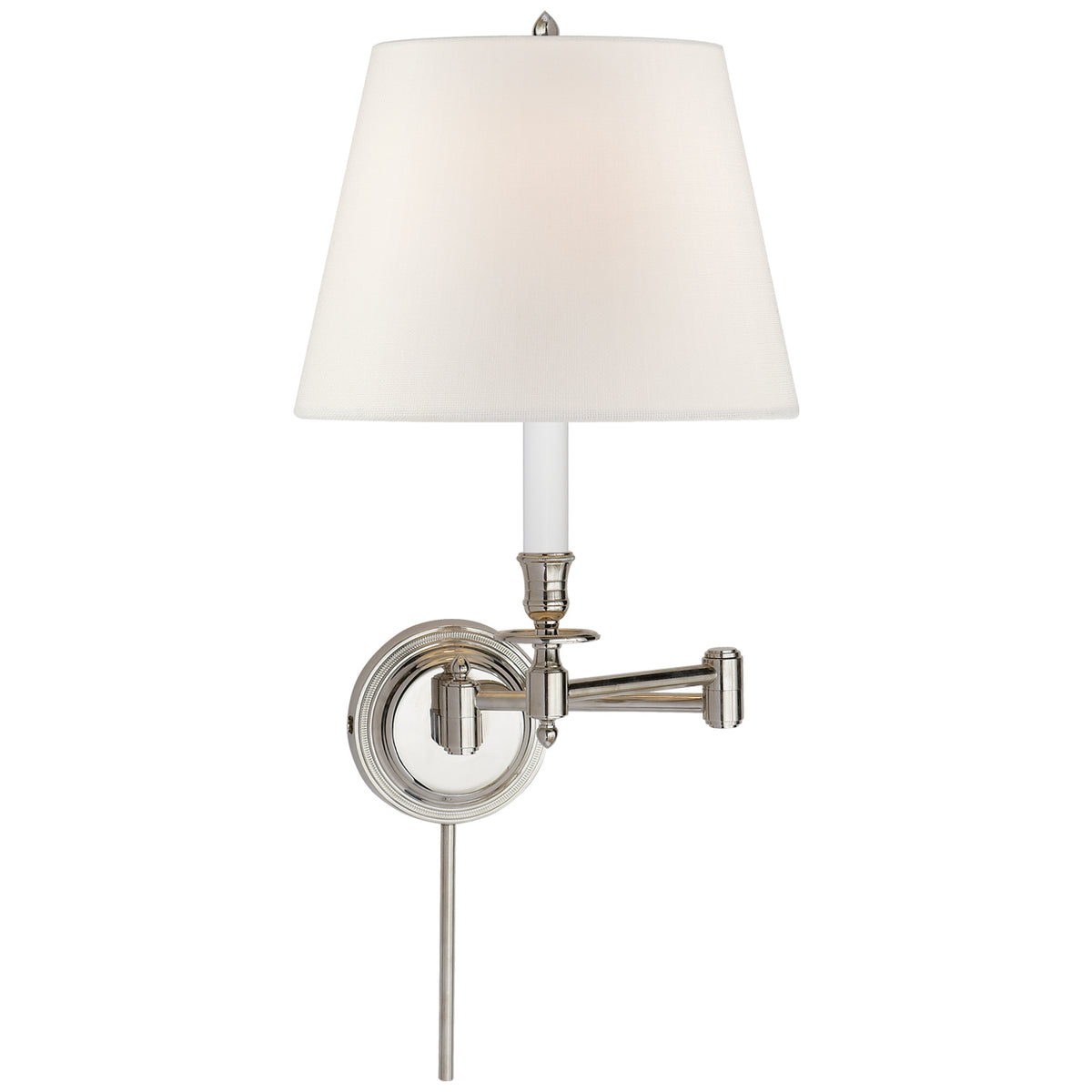 Candle Stick One Light Swing Arm Wall Sconce in Polished Nickel