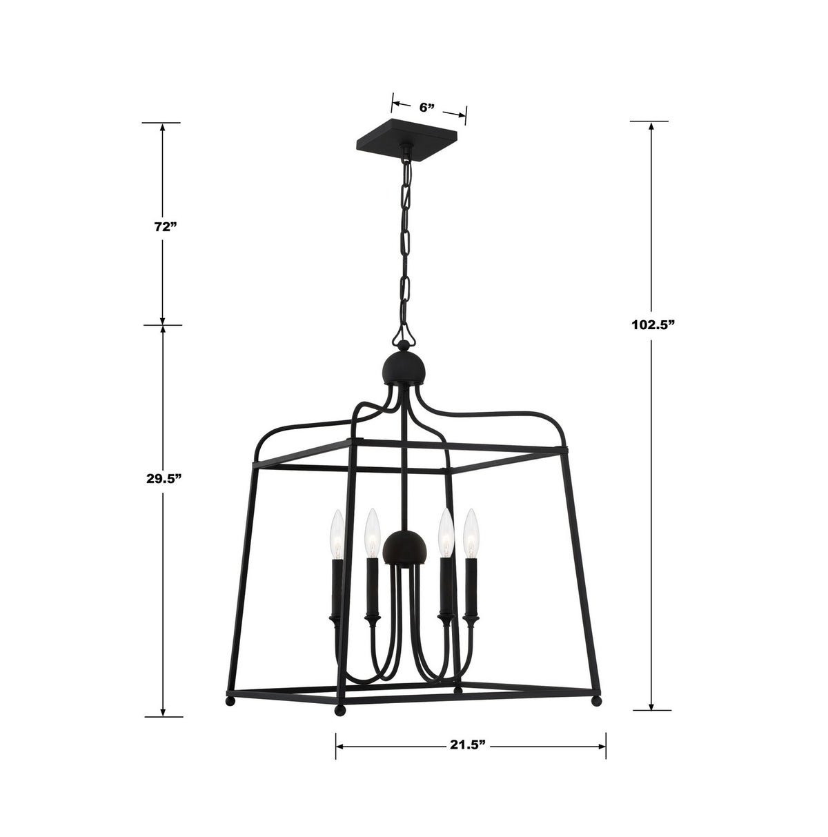 Sylvan Four Light Chandelier in Black Forged