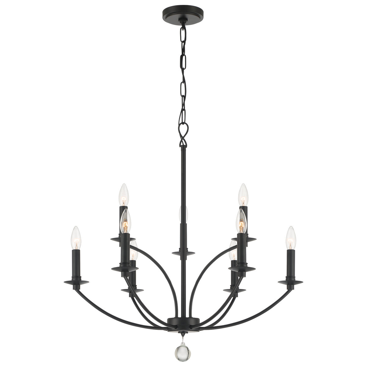 Mila Nine Light Chandelier in Black