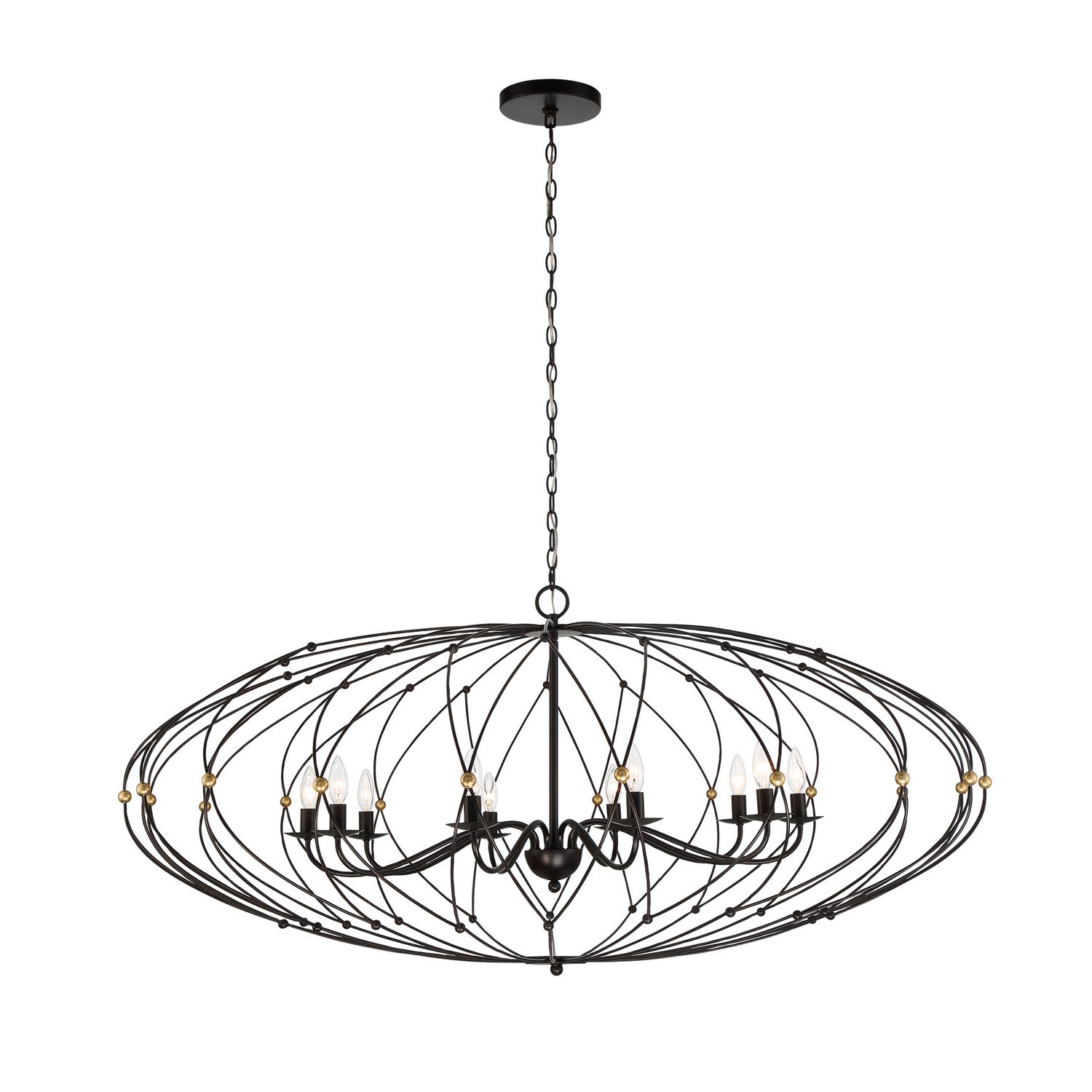 Zucca Ten Light Chandelier in English Bronze + Antique Gold