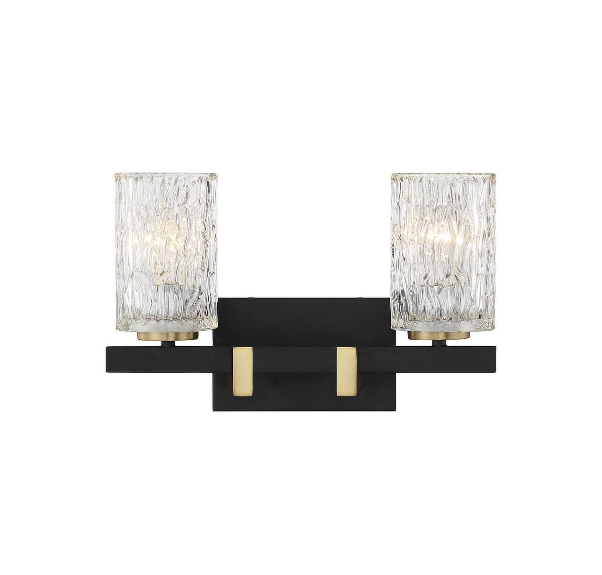 Keene Two Light Bathroom Vanity in Matte Black w/ Warm Brass