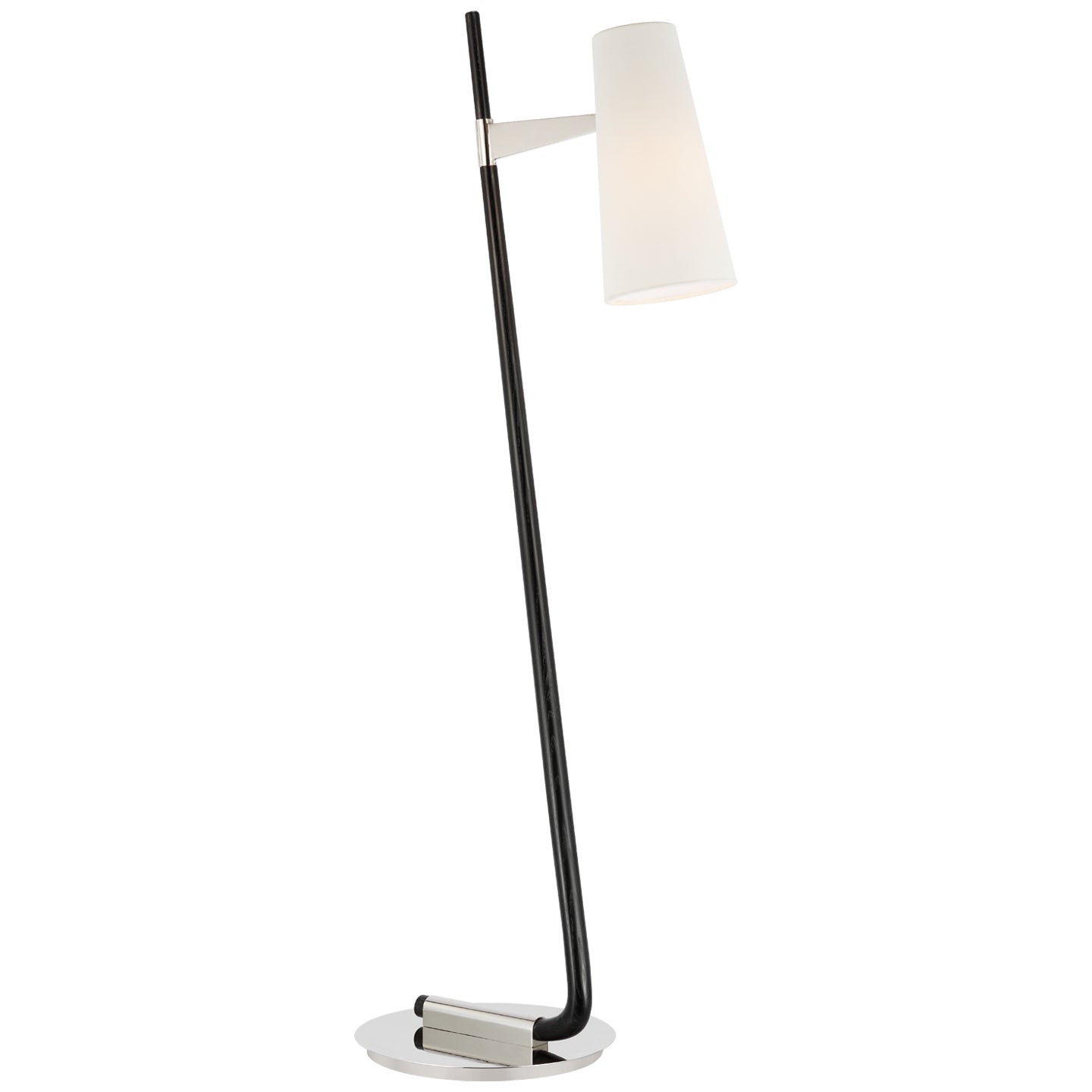 Katia Floor Lamp in Mahogany and Hand-Rubbed Antique Brass with Linen Shade. ARN 1060MHG/HAB-L