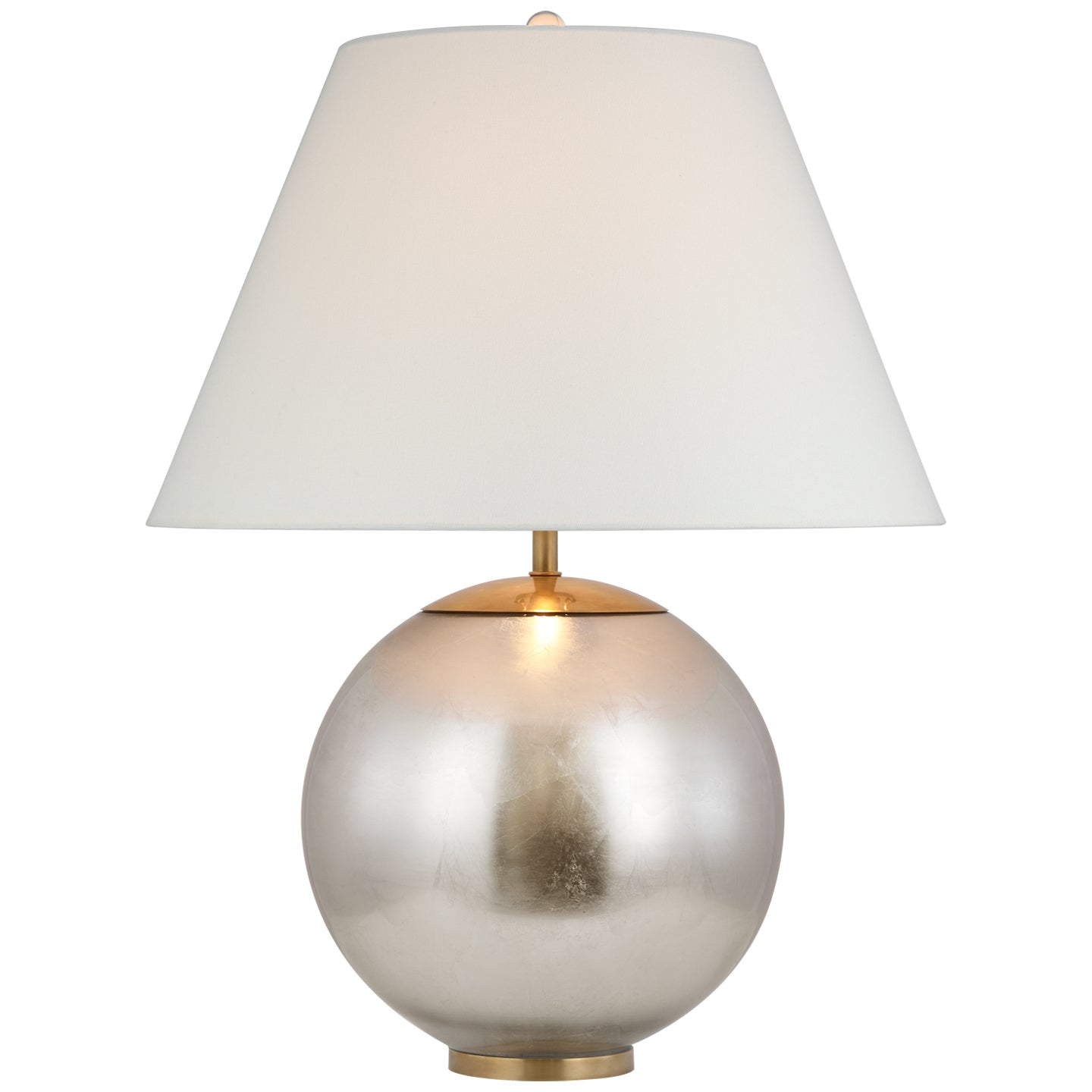 Morton Large Table Lamp in Burnished Silver Leaf w/ Linen Shade