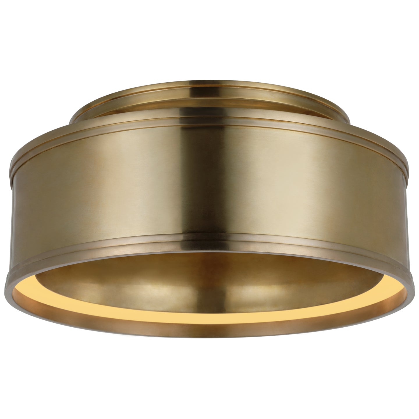Connery 14" Flush Mount in Matte White and Antique-Burnished Brass