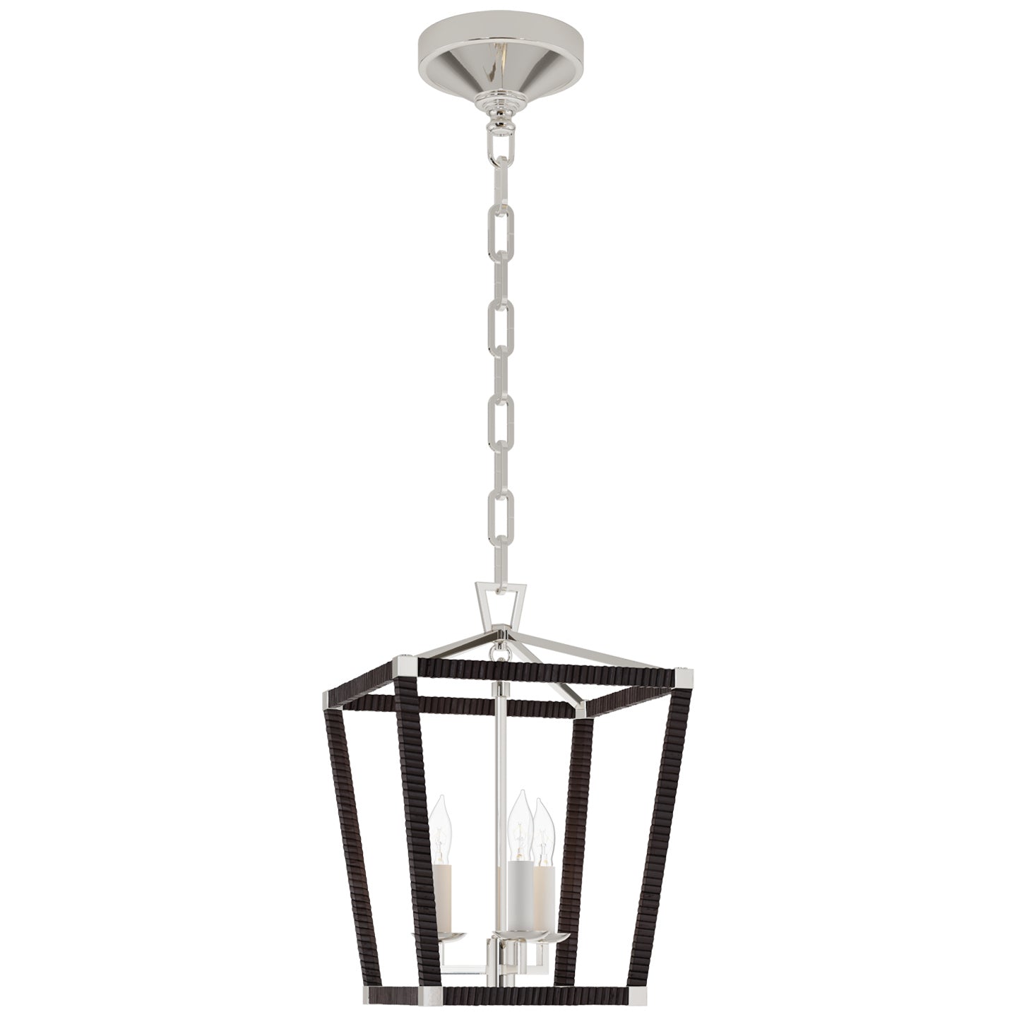 Lanterne LED Darlana5 en nickel poli et rotin noir