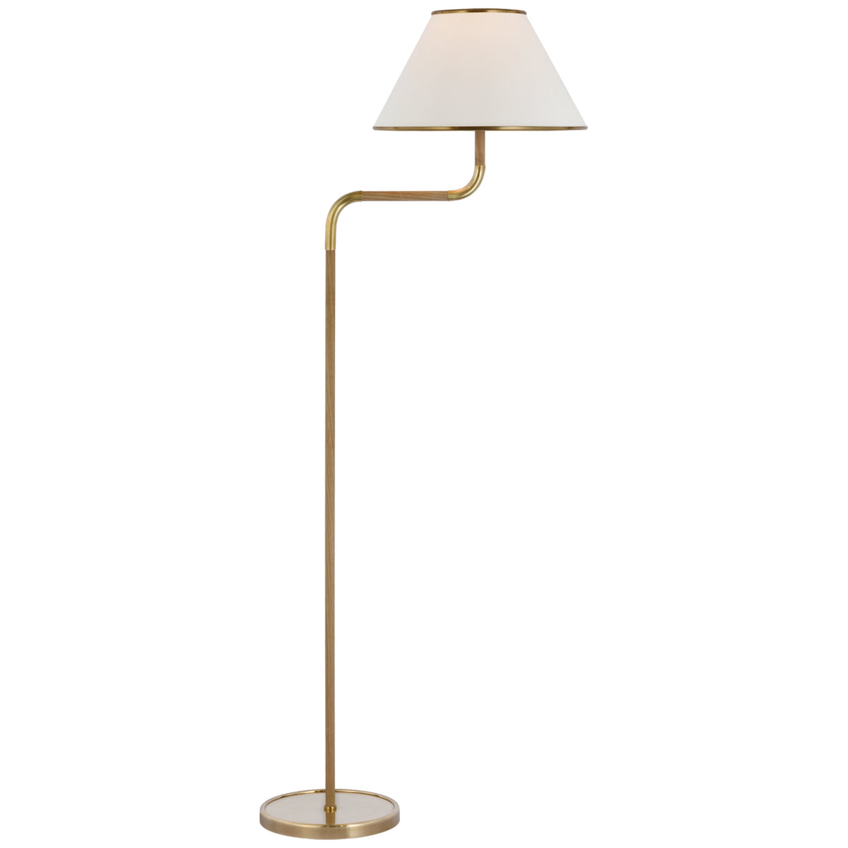 Rigby LED Floor Lamp in Soft Brass and Natural Oak