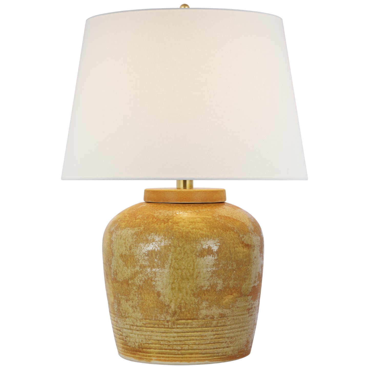 Nora Medium Table Lamp in Yellow Oxide with Linen Shade / MF 3638YOX-L`