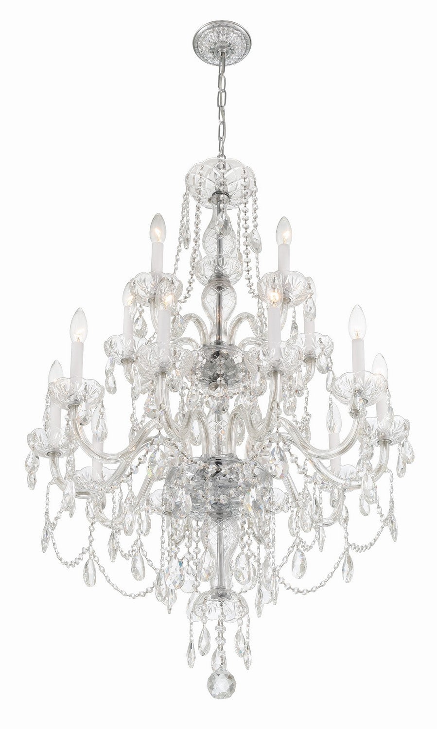 Traditional Crystal 15 Light Chandelier in Polished Chrome