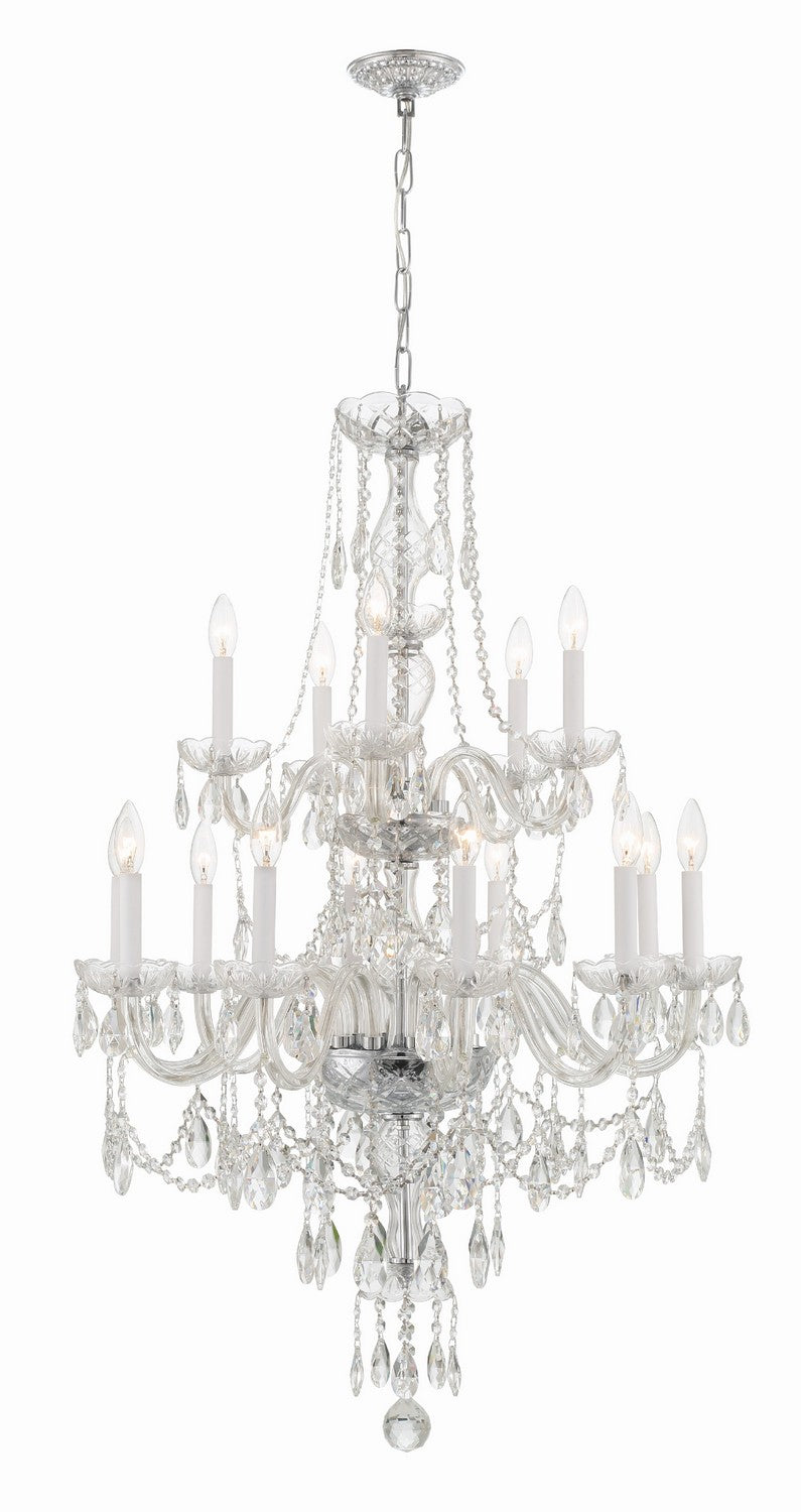Traditional Crystal 15 Light Chandelier in Polished Chrome