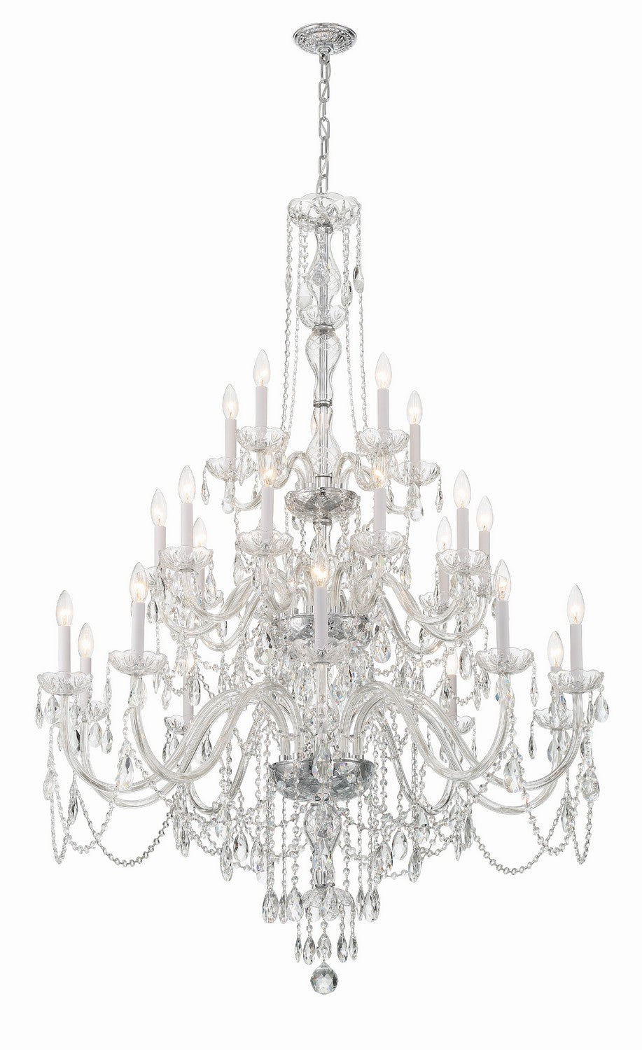 Traditional Crystal 25 Light Chandelier in Polished Chrome