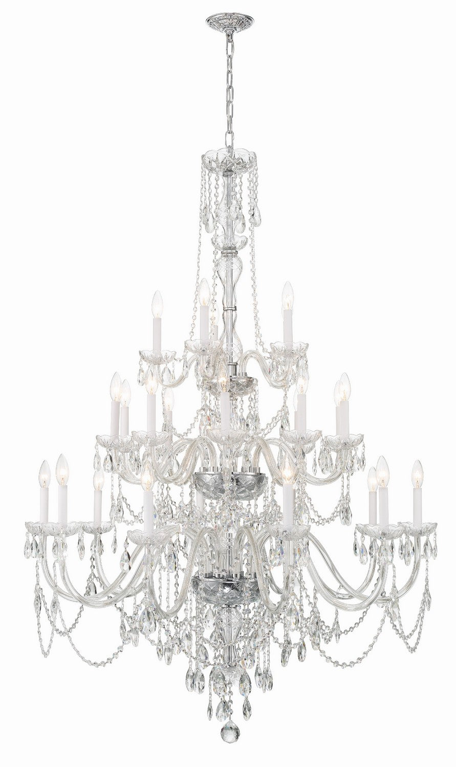 Traditional Crystal 25 Light Chandelier in Polished Chrome