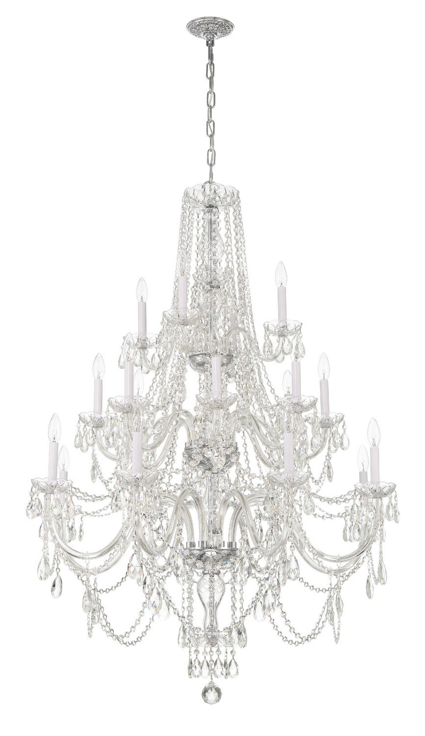 Traditional Crystal 20 Light Chandelier in Polished Chrome