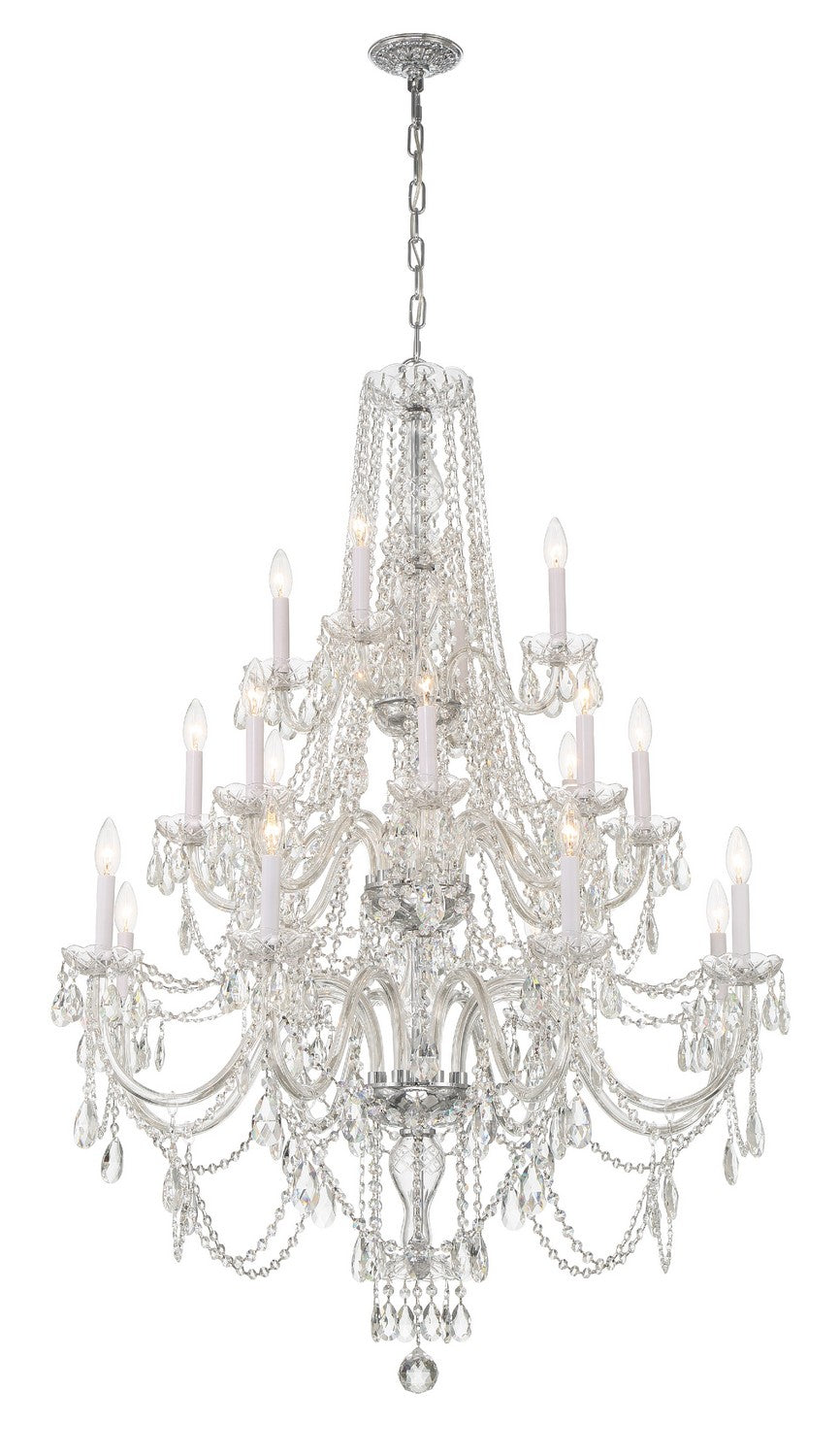 Traditional Crystal 20 Light Chandelier in Polished Chrome