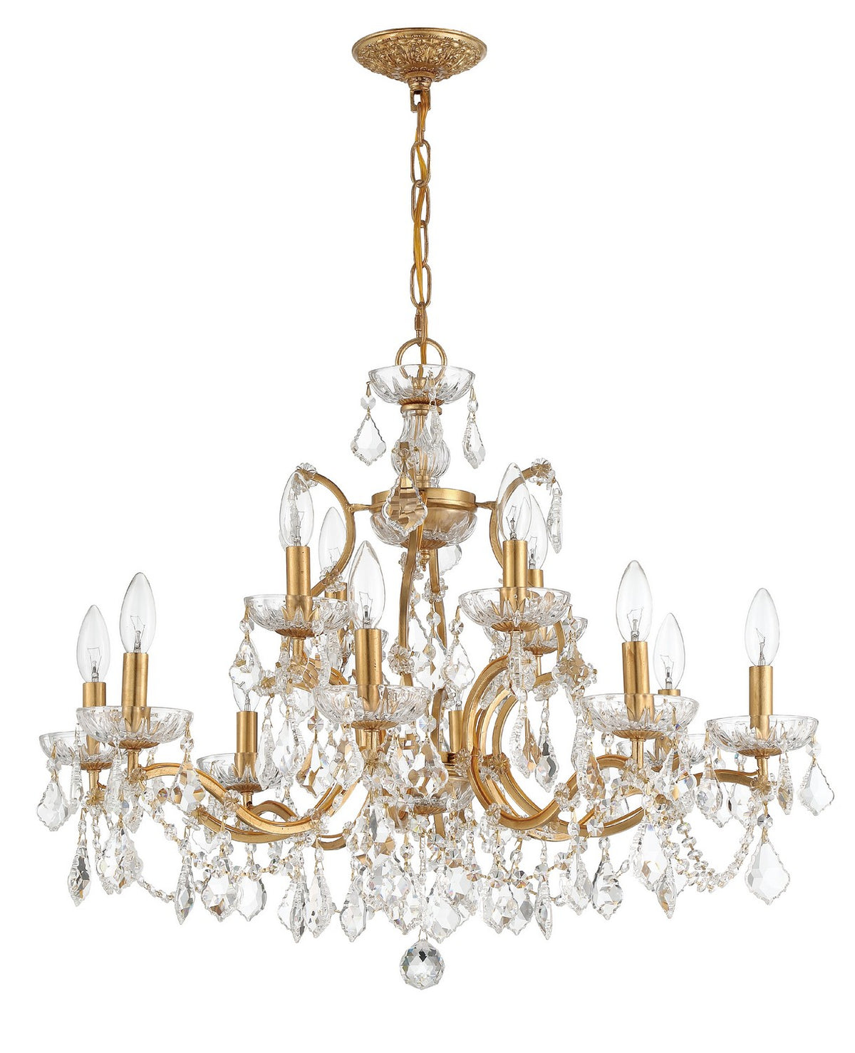 Filmore 12 Light Chandelier in Antique Gold
