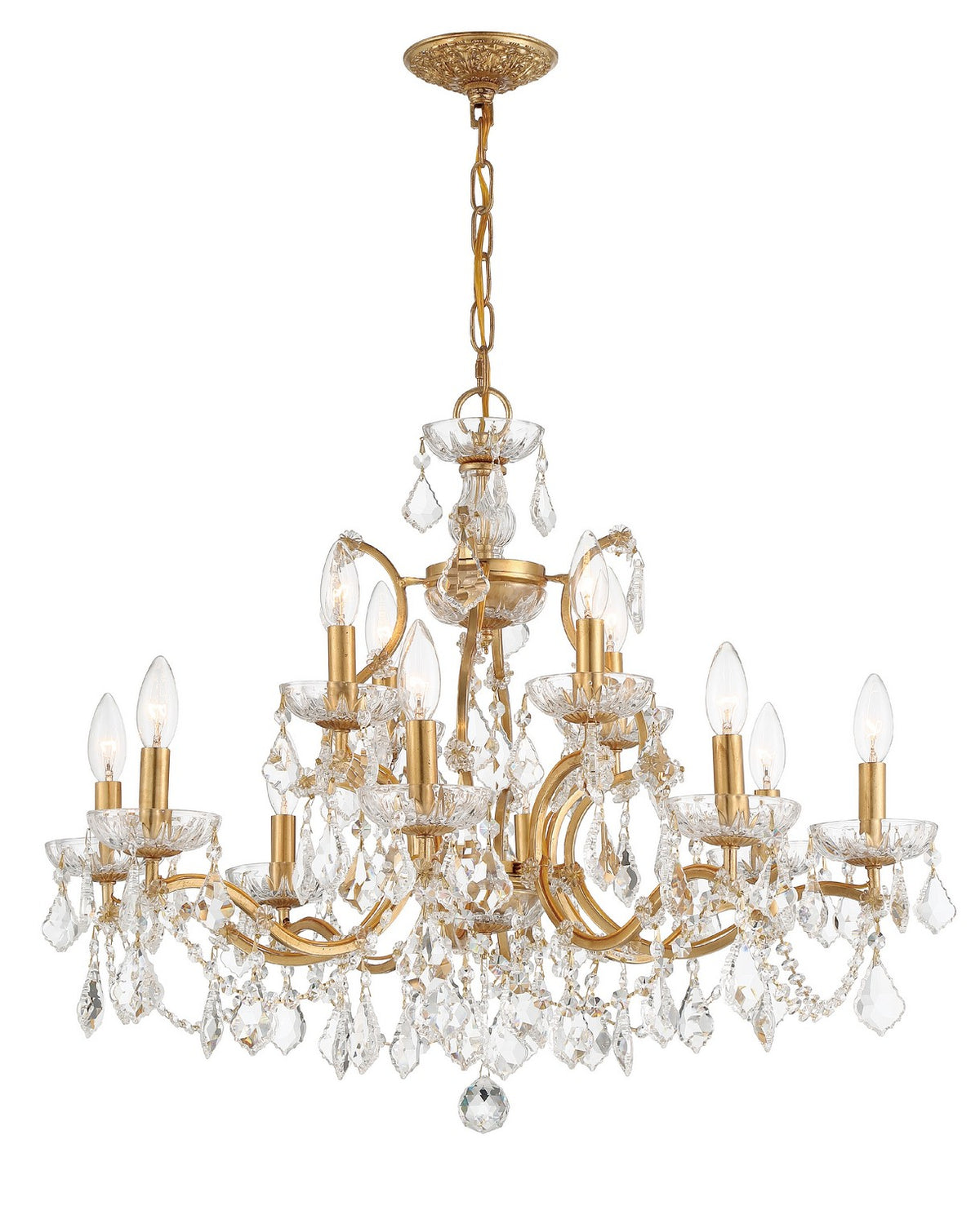 Filmore 12 Light Chandelier in Antique Gold