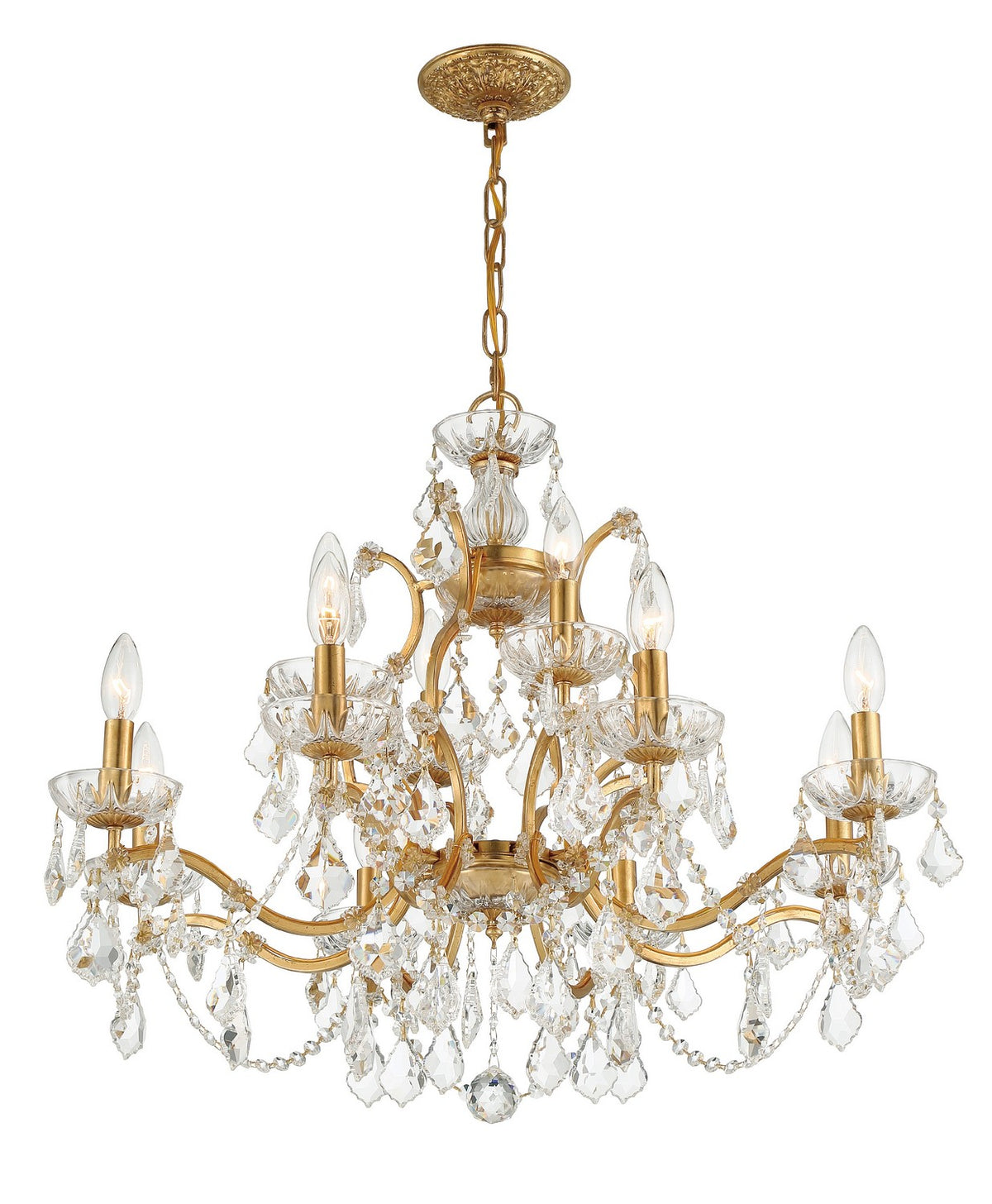 Filmore 12 Light Chandelier in Antique Gold