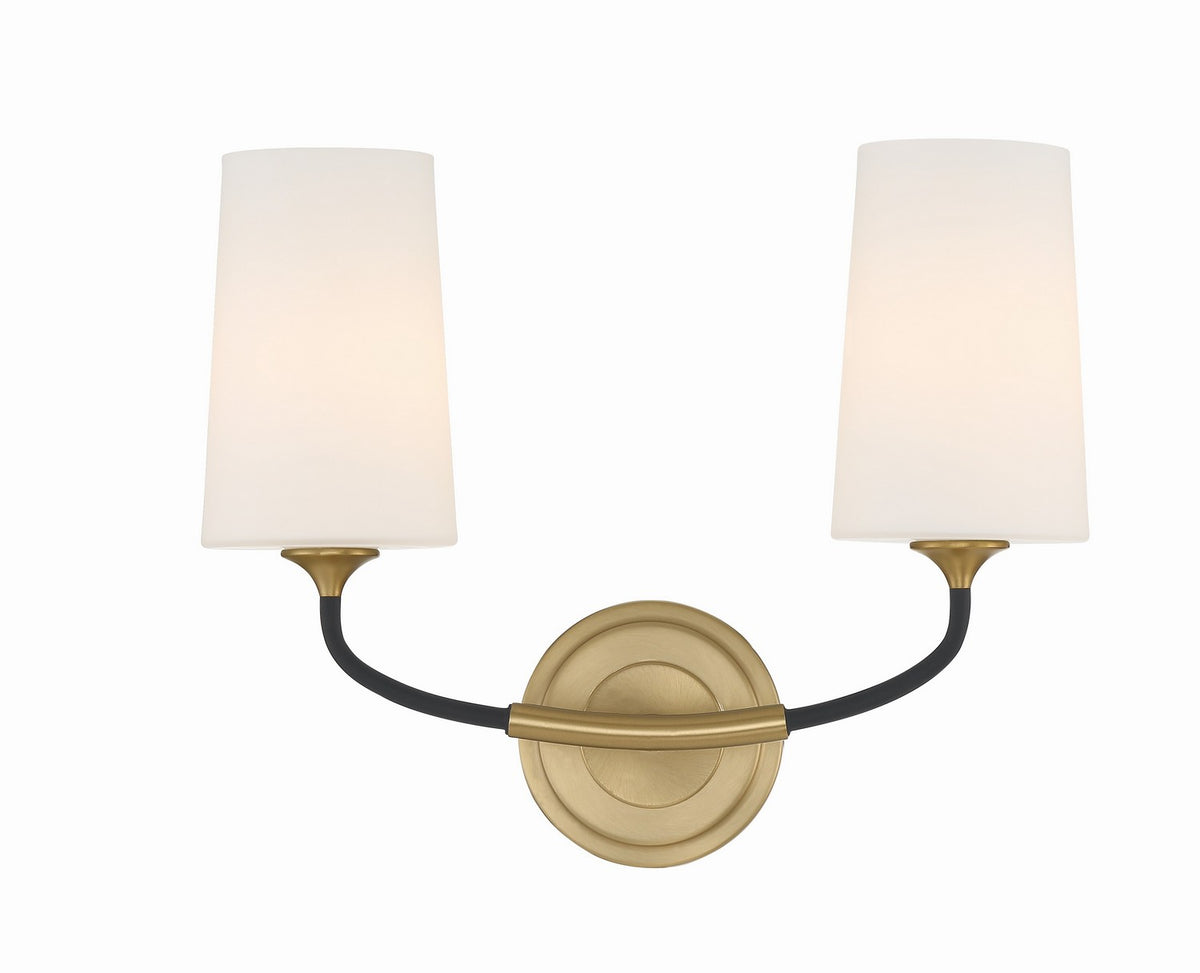 Niles Two Light Wall Sconce in Black Forged + Modern Gold
