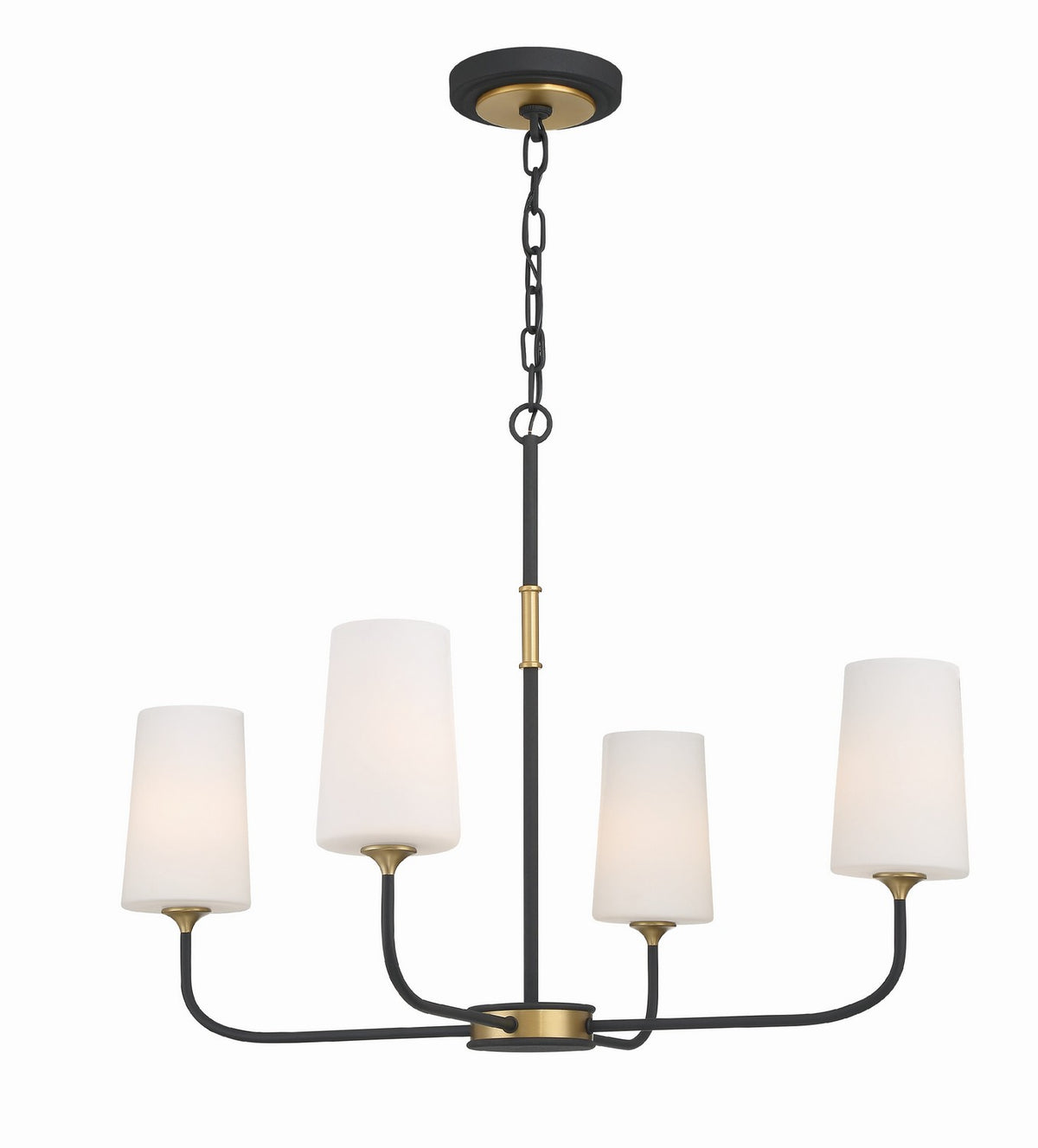 Niles Four Light Chandelier in Black Forged + Modern Gold