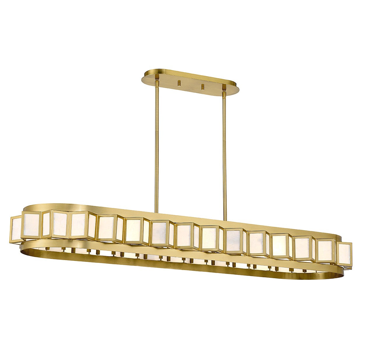 Gideon Eight Light Linear Chandelier in Warm Brass