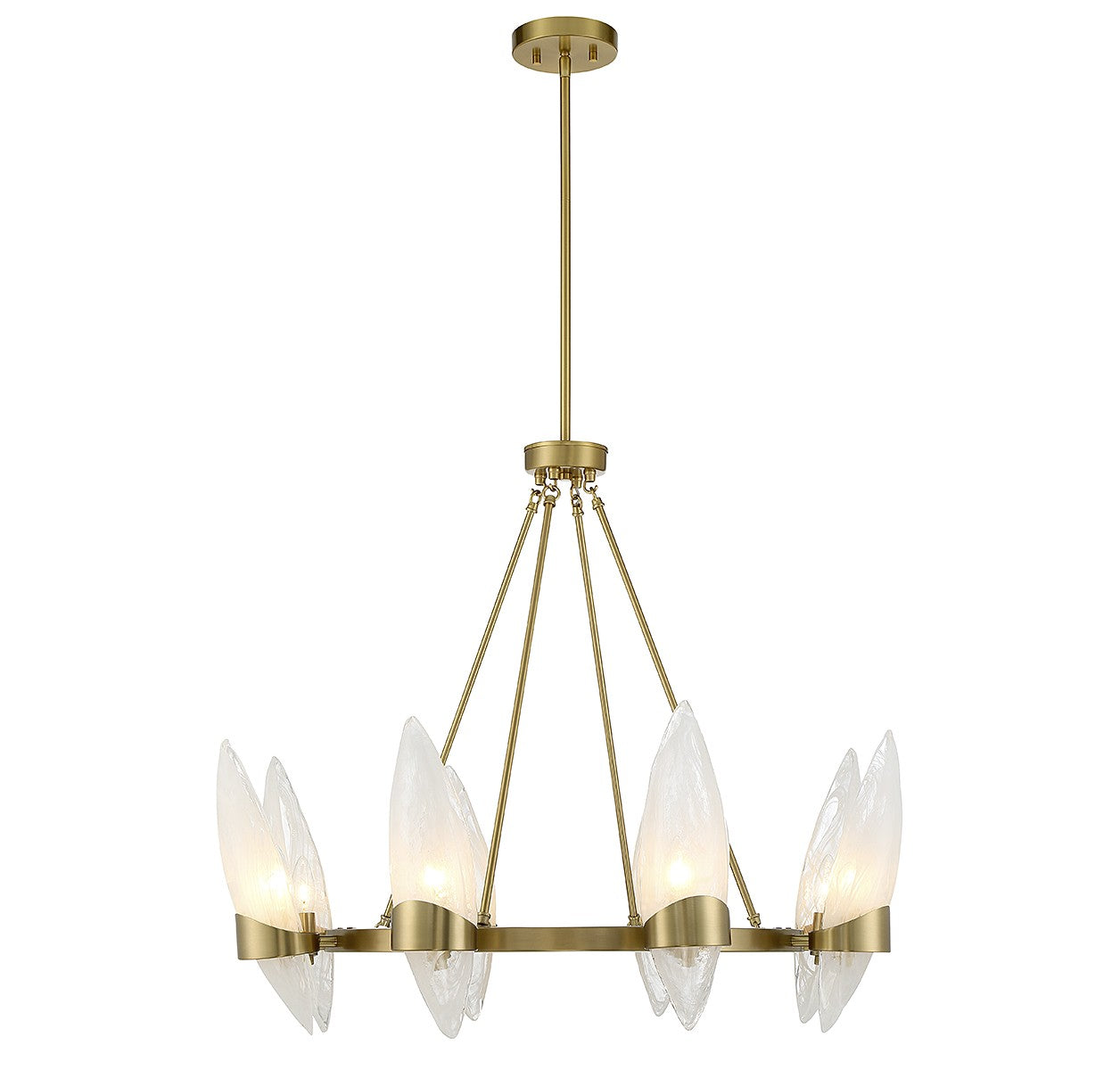 Lustre Nouvel à huit lumières en laiton chaud