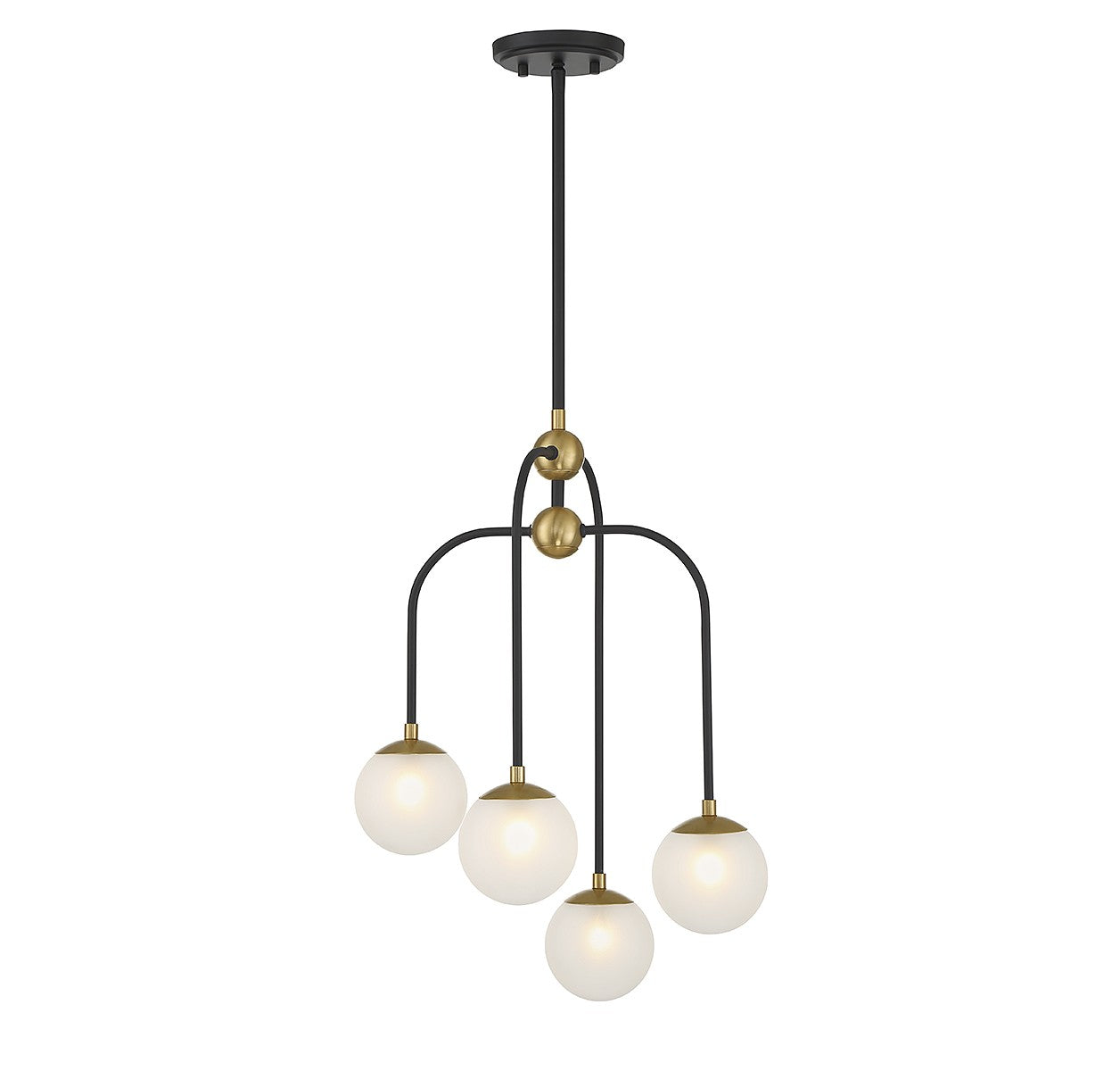Couplet Four Light Chandelier in Matte Black w/Warm Brass
