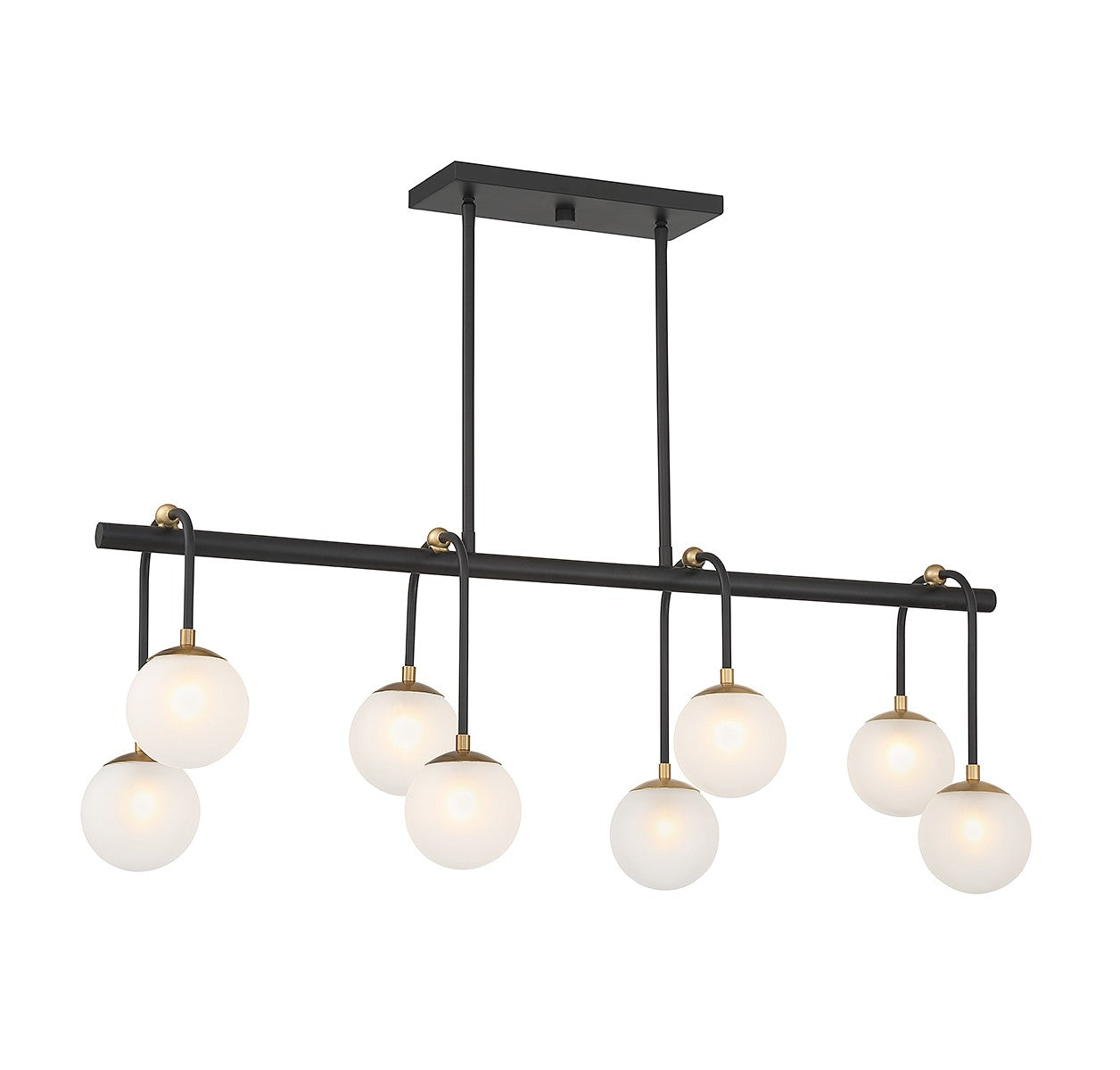 Couplet Eight Light Linear Chandelier in Matte Black w/Warm Brass