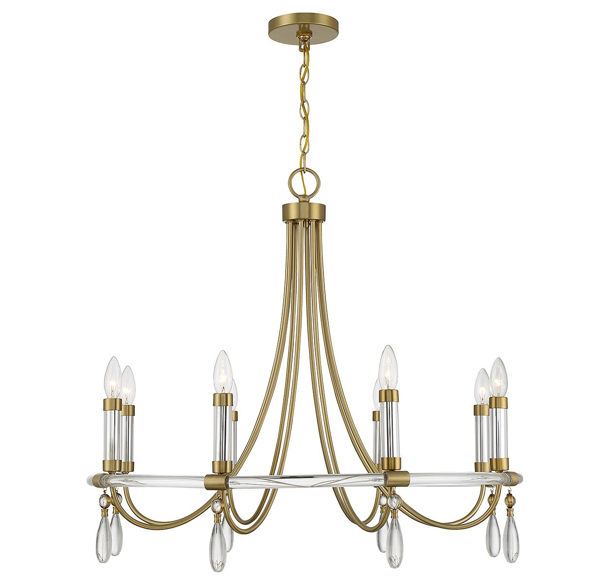 Mayfair Eight Light Chandelier in Warm Brass/Chrome
