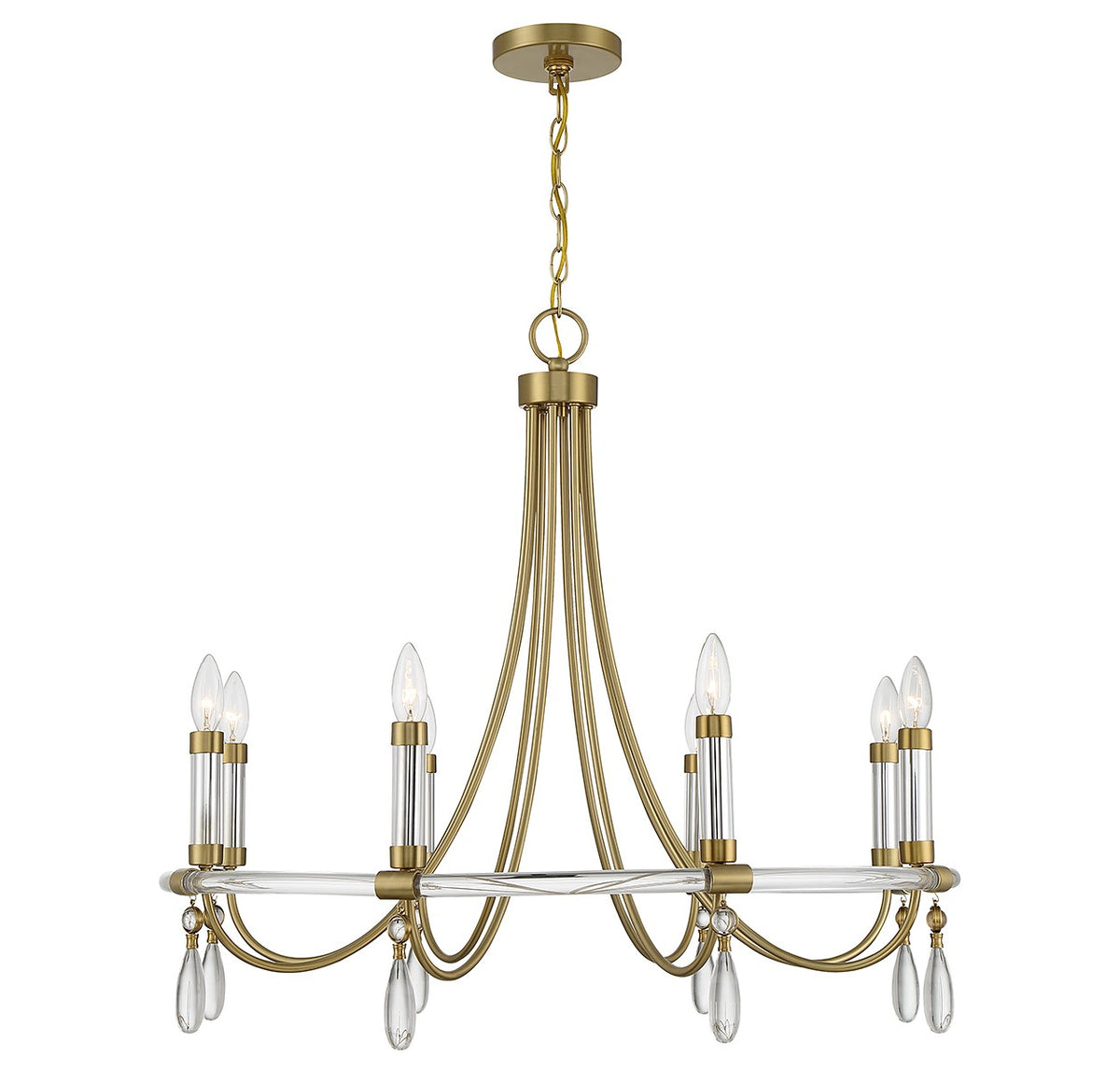 Mayfair Eight Light Chandelier in Warm Brass and Chrome