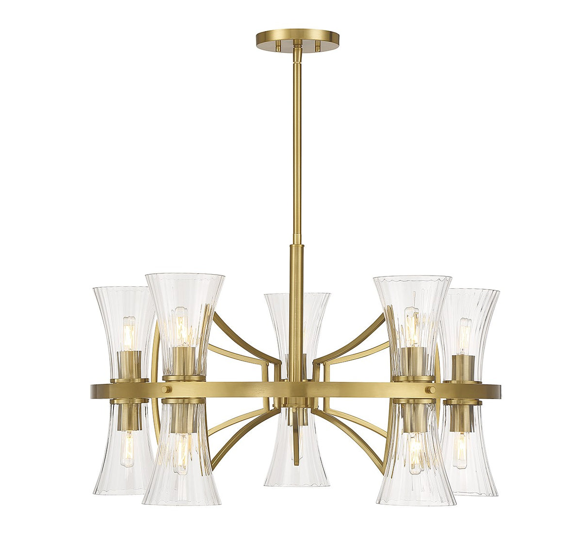 Bennington Ten Light Chandelier in Warm Brass