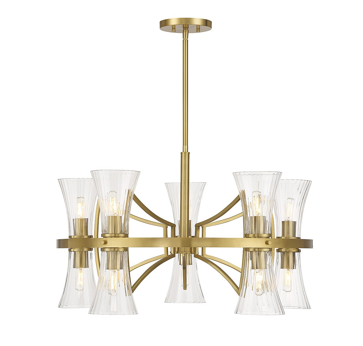 Bennington Ten Light Chandelier in Warm Brass