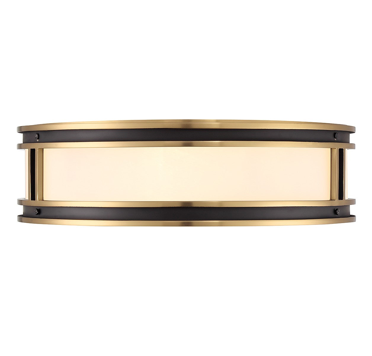 Alberti Four Light Flush Mount in Matte Black w/Warm Brass