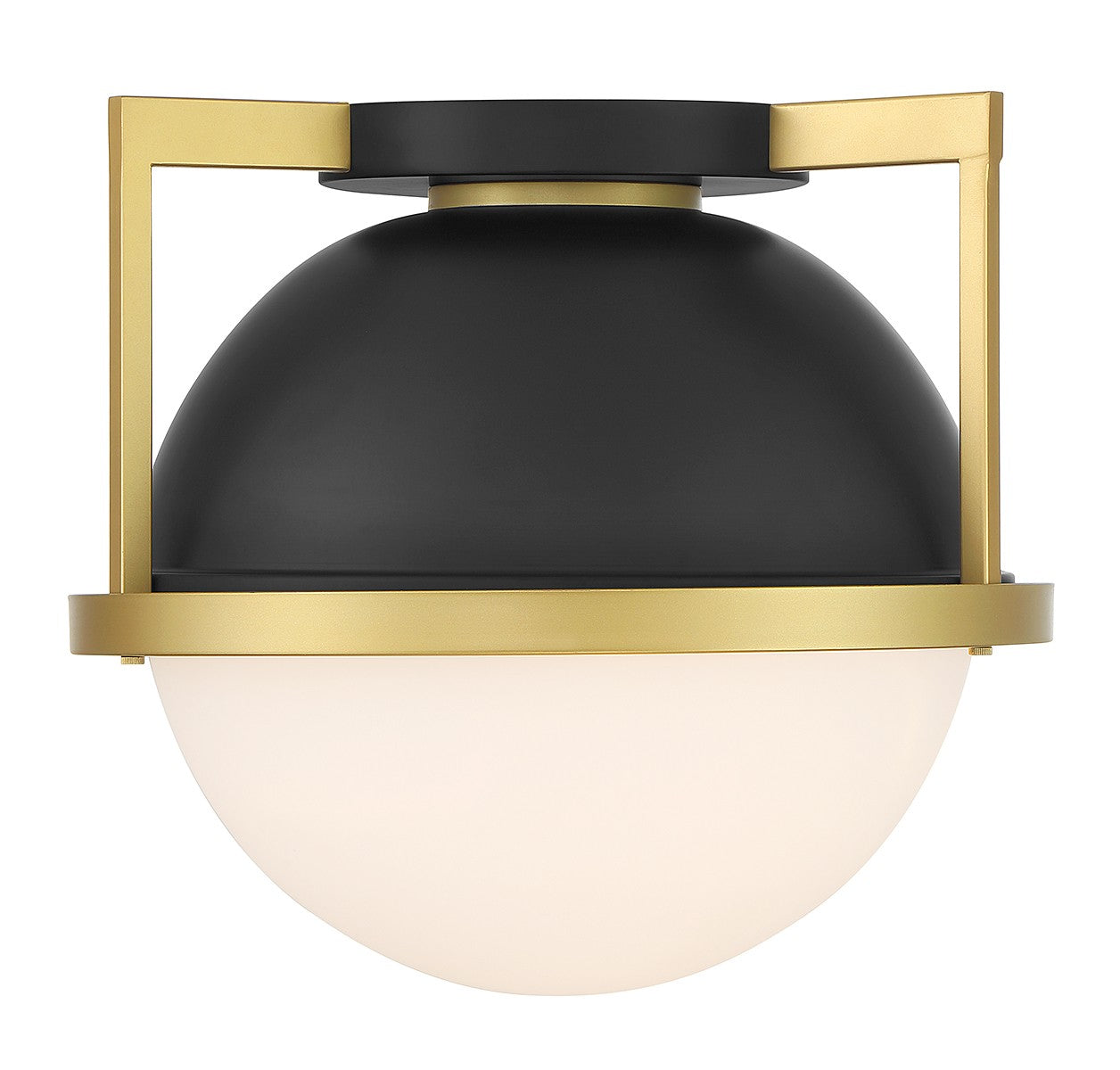 Carlysle One Light Flush Mount in Matte Black with Warm Brass
