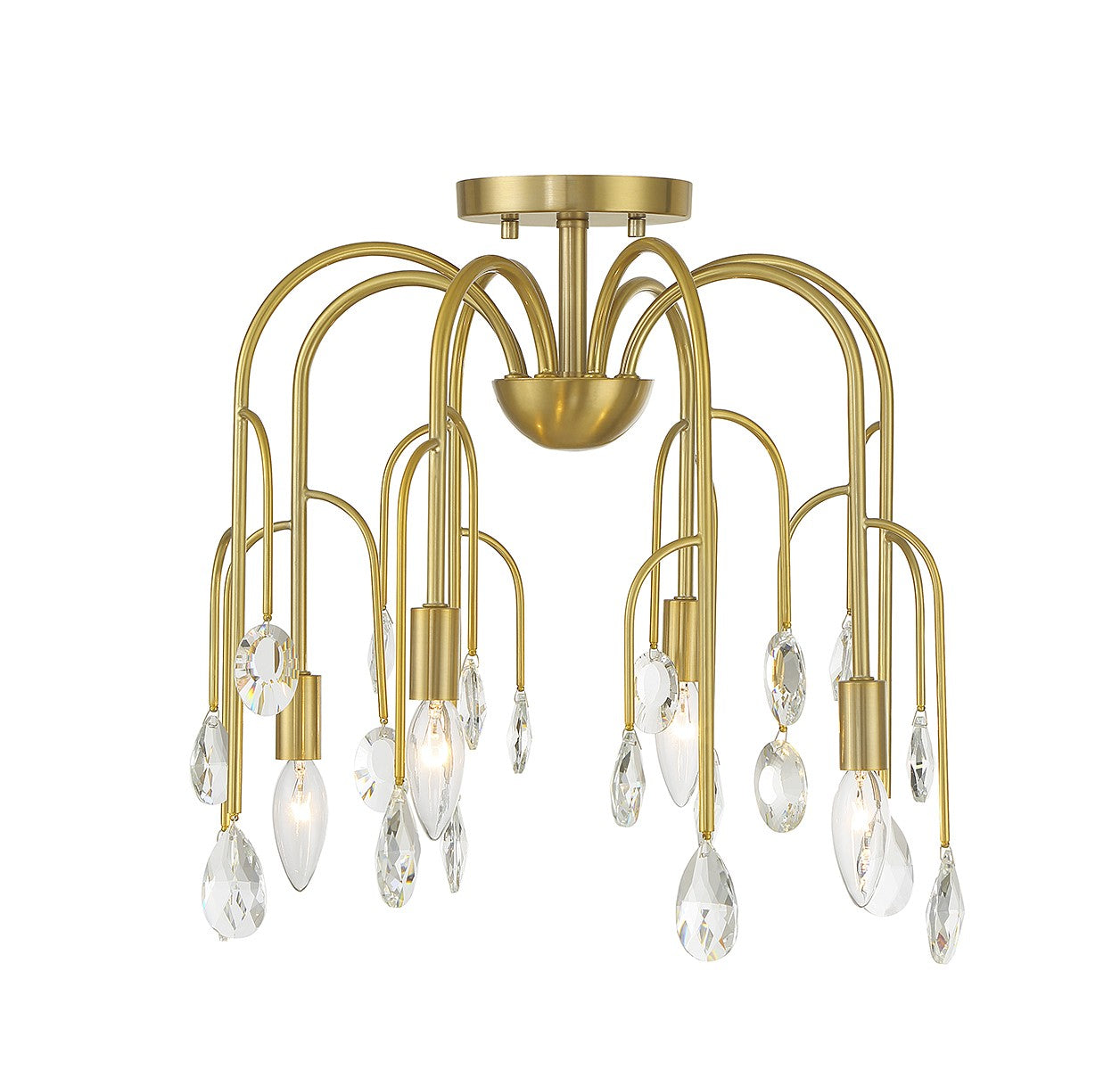 Anholt Four Light Convertible Semi-Flush or Pendant in Noble Brass