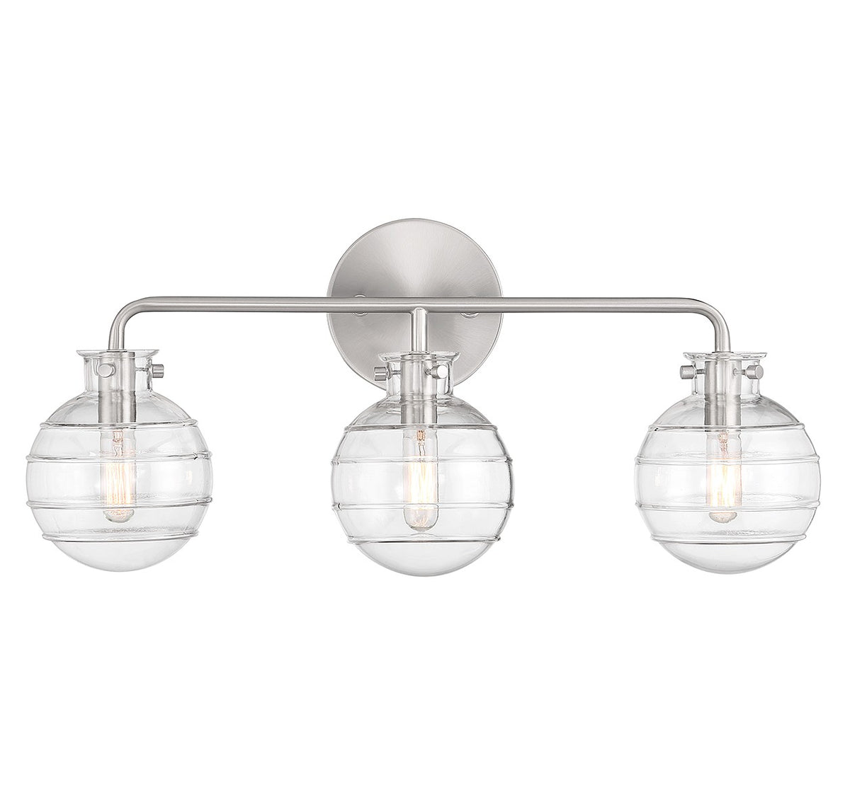 Meuble-lavabo Mason à trois ampoules en nickel satiné