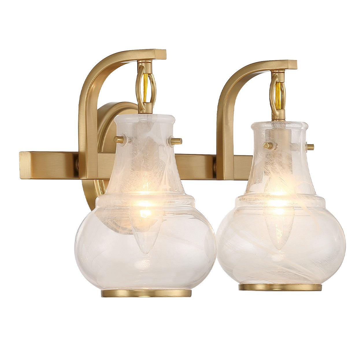 Adams Two Light Bathroom Vanity in Warm Brass