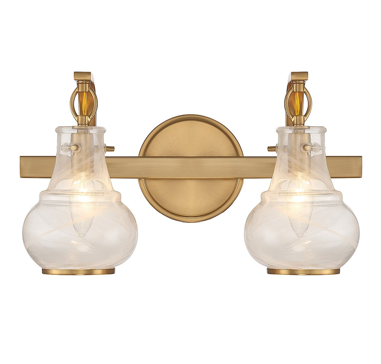 Adams Two Light Bathroom Vanity in Warm Brass