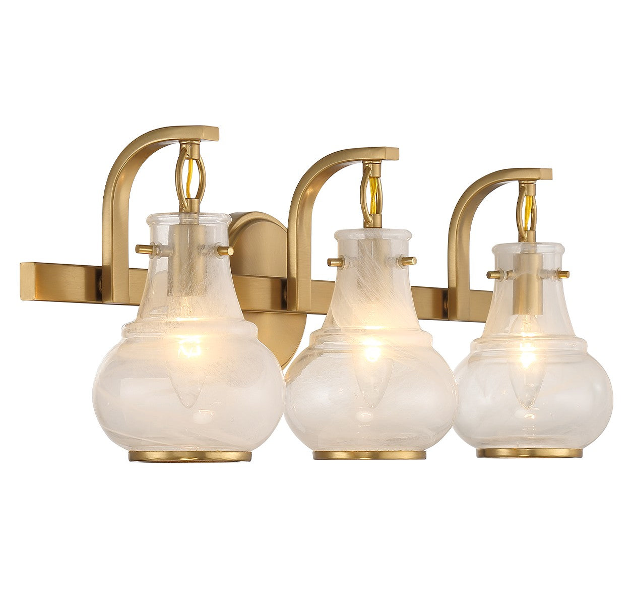 Adams Three Light Bathroom Vanity in Warm Brass