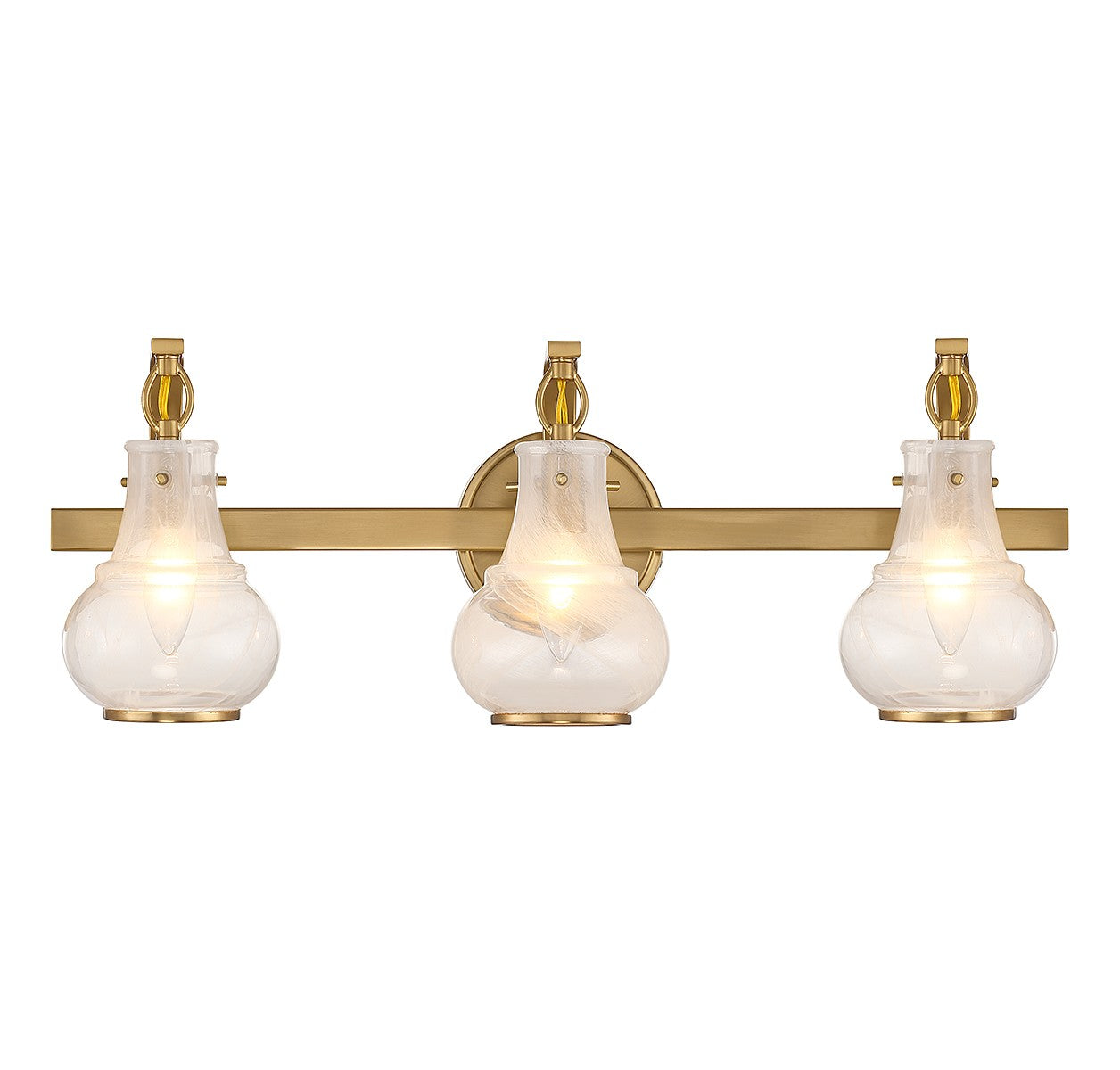 Adams Three Light Bathroom Vanity in Warm Brass