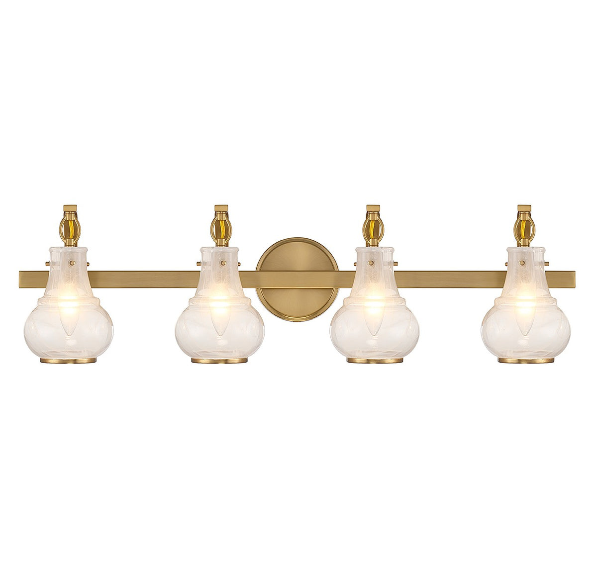 Adams Four Light Bathroom Vanity in Warm Brass