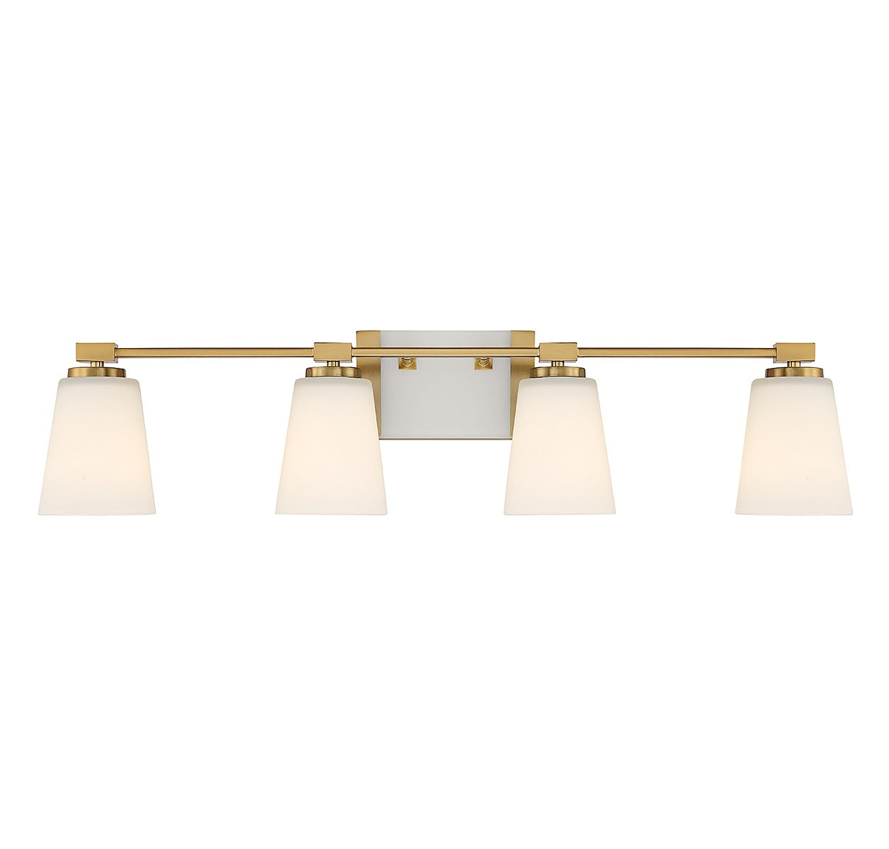 Darby Four Light Bathroom Vanity in Warm Brass