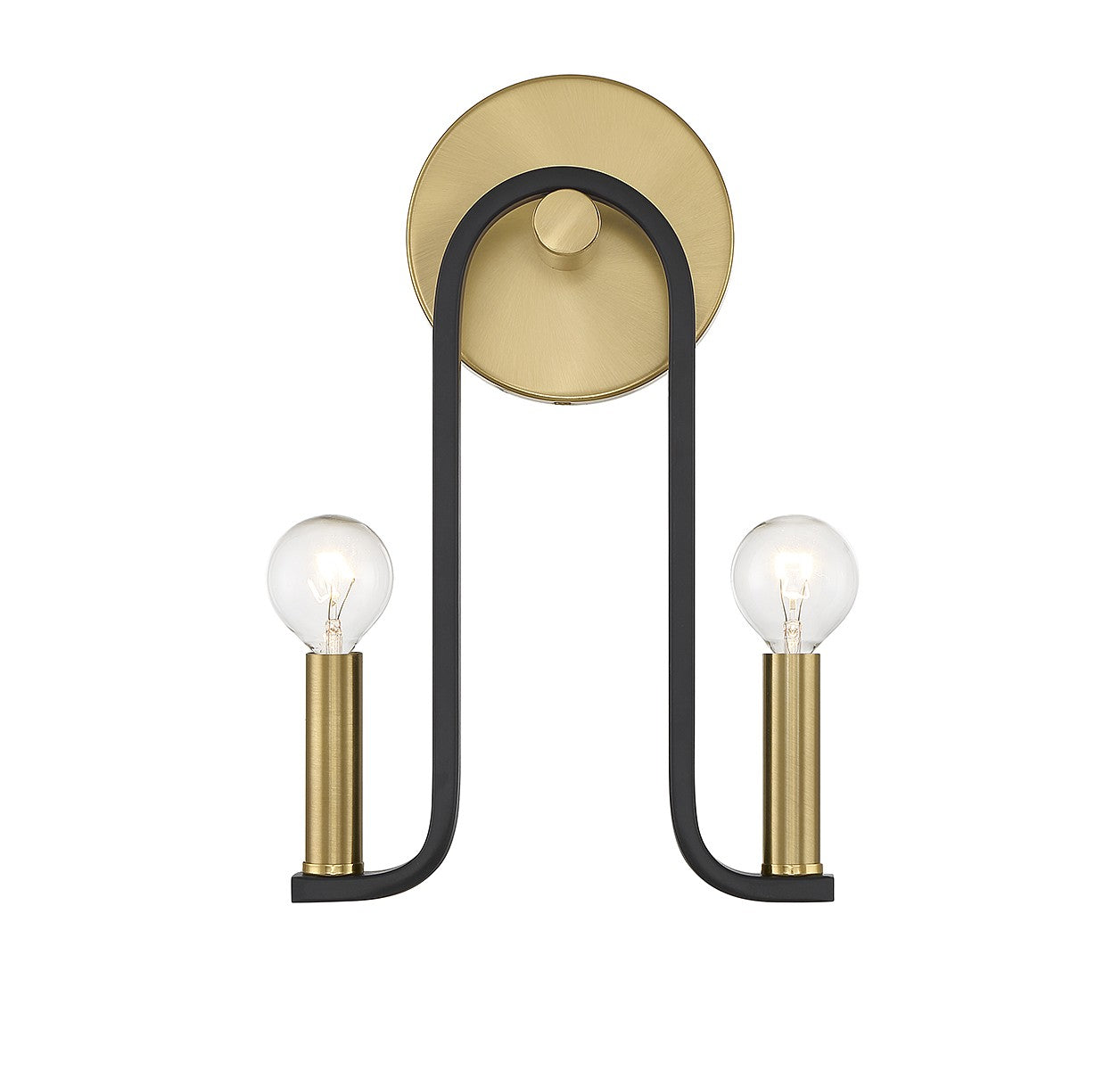 Archway Two Light Wall Sconce in Matte Black w/Warm Brass