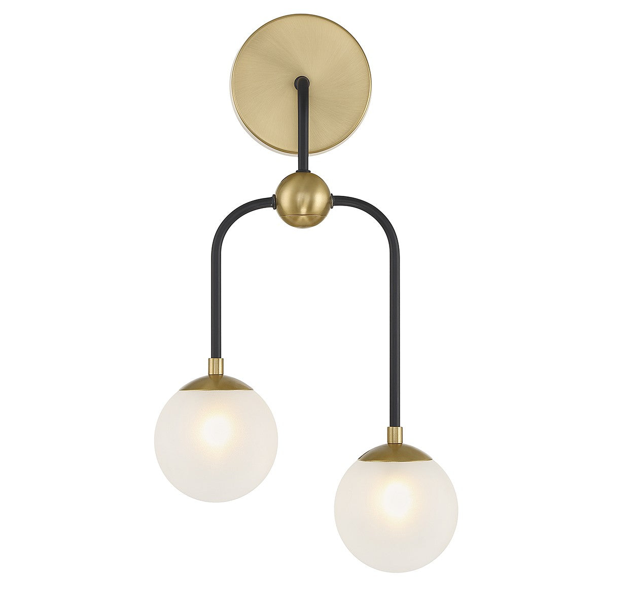 Couplet Two Light Wall Sconce in Matte Black with Warm Brass