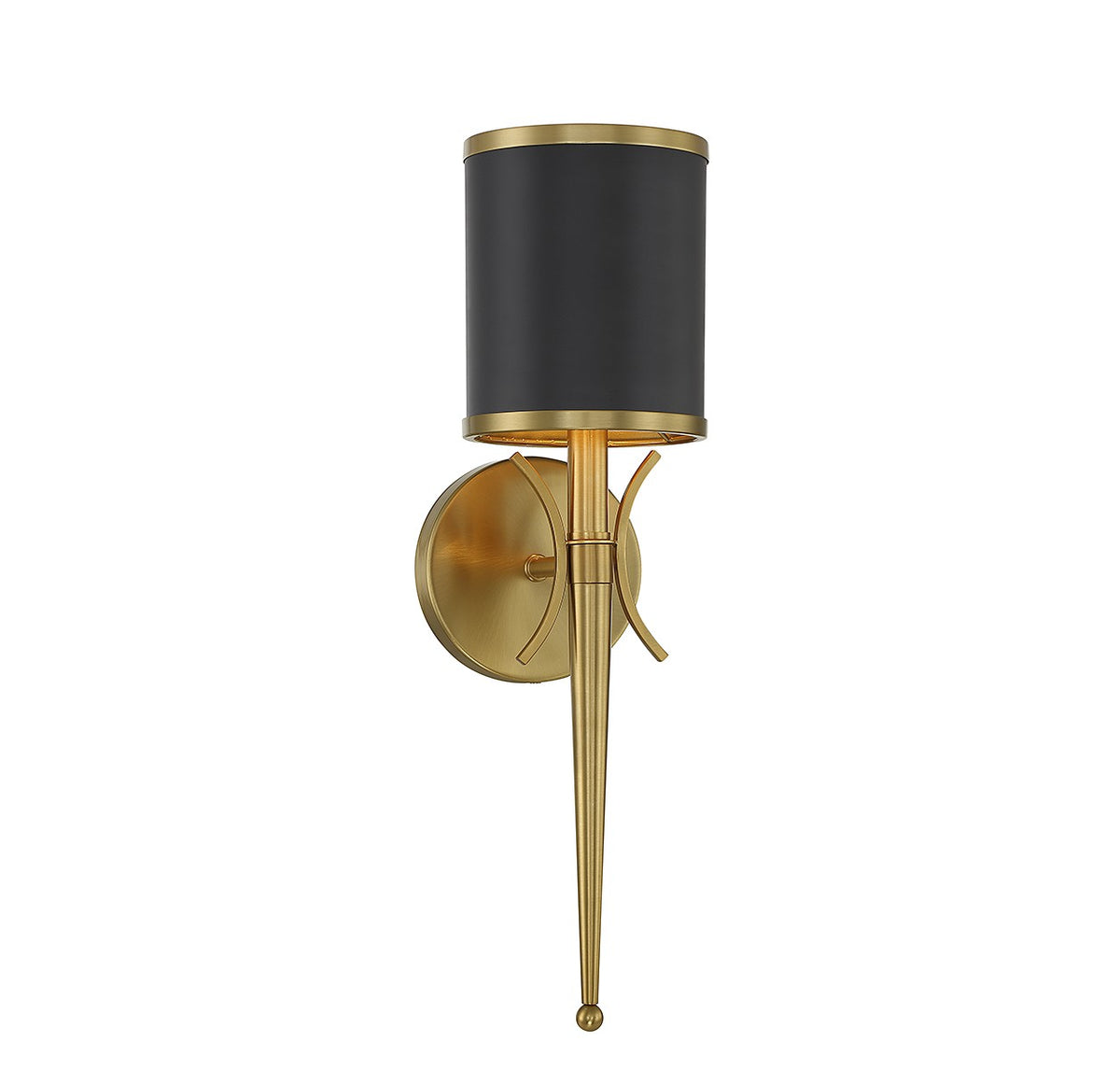 Quincy One Light Wall Sconce in Matte Black w/Warm Brass