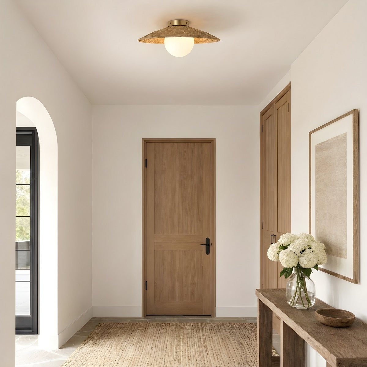Mari One Light Flush Mount in Burnished Brass