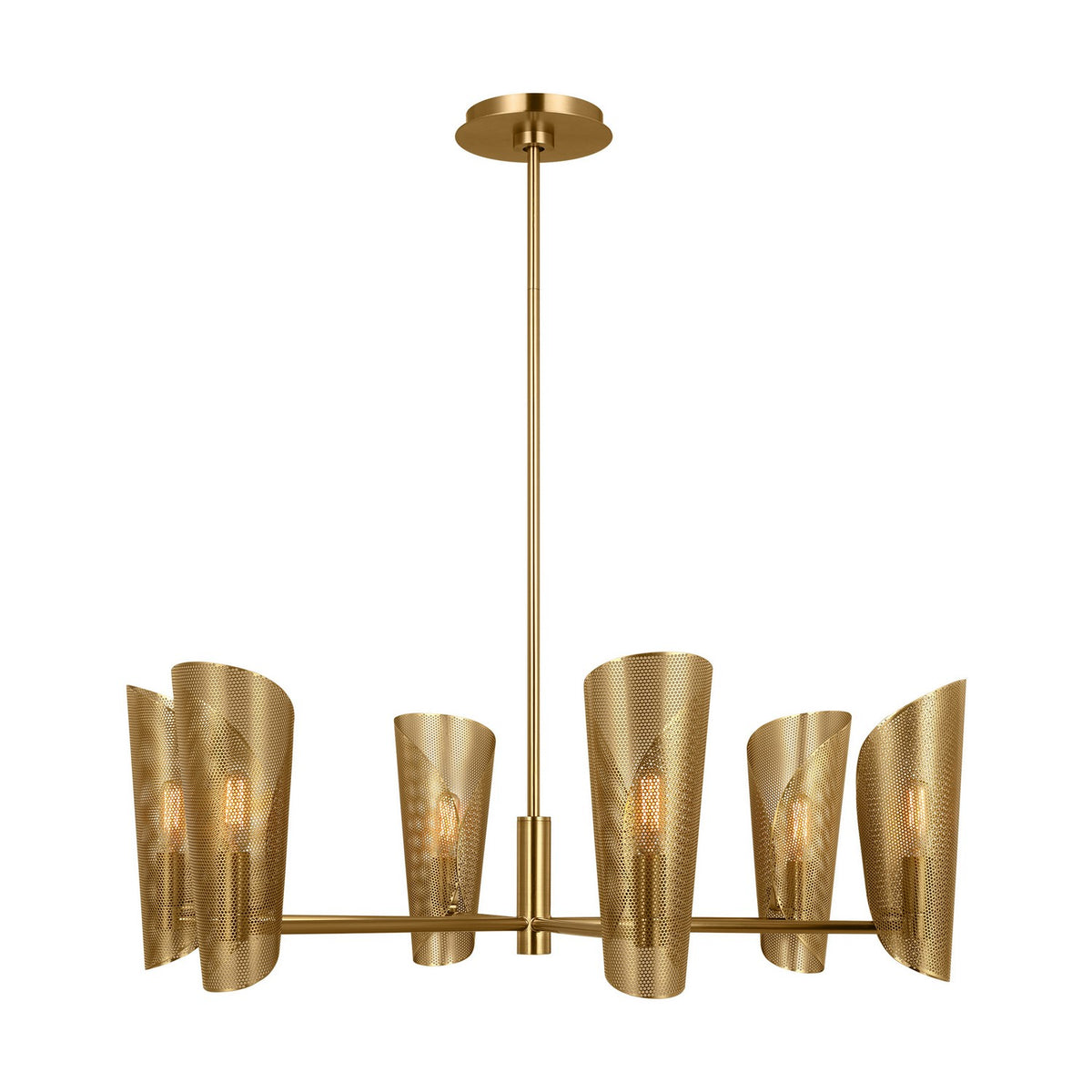 Plivot Six Light Chandelier in Burnished Brass