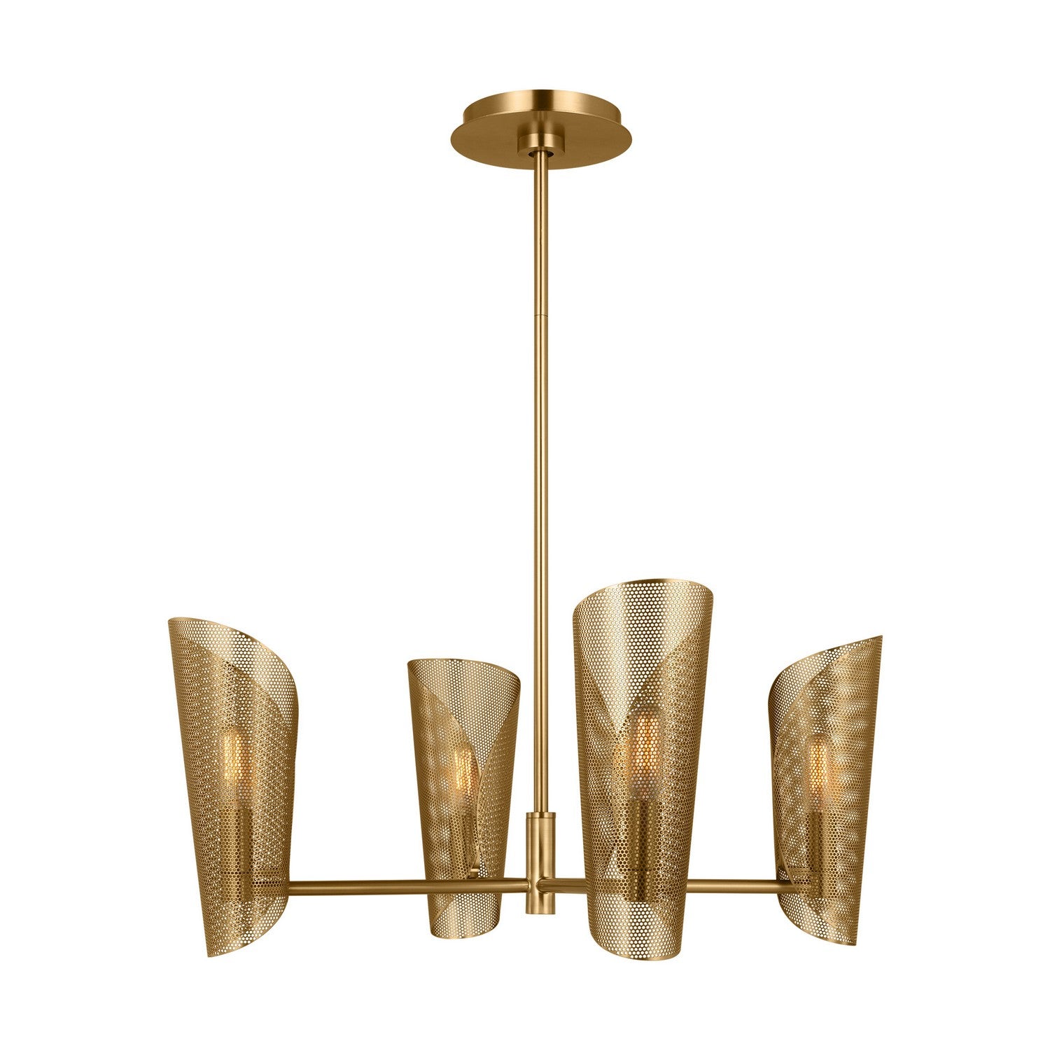 Plivot Four Light Chandelier in Burnished Brass
