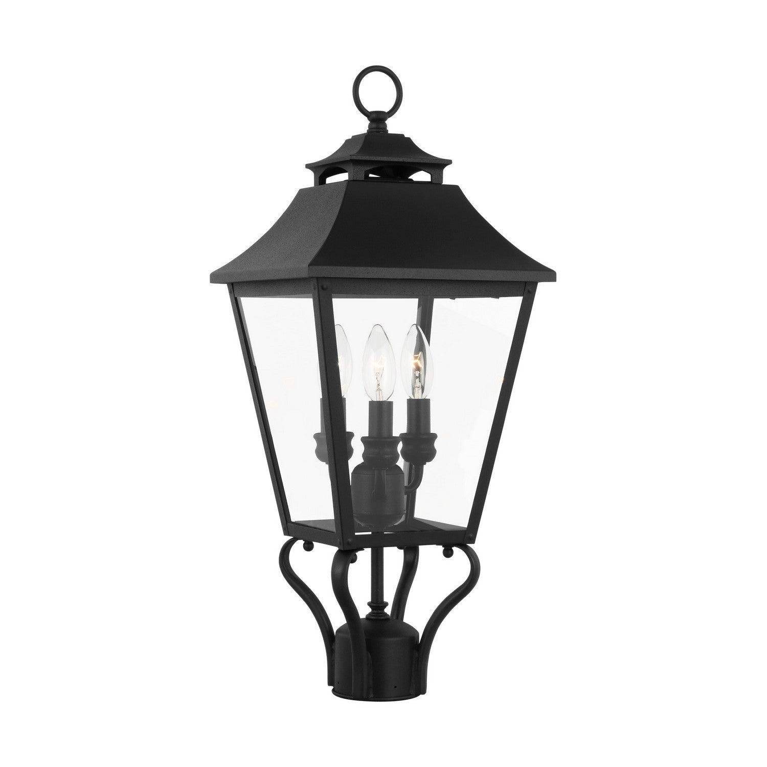 Galena Three Light Outdoor Post Lantern in Textured Black