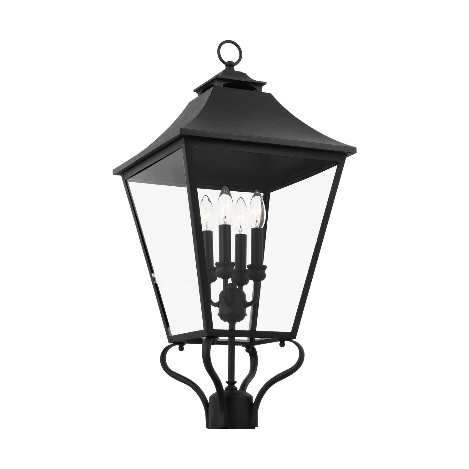 Galena Four Light Outdoor Post Lantern in Textured Black